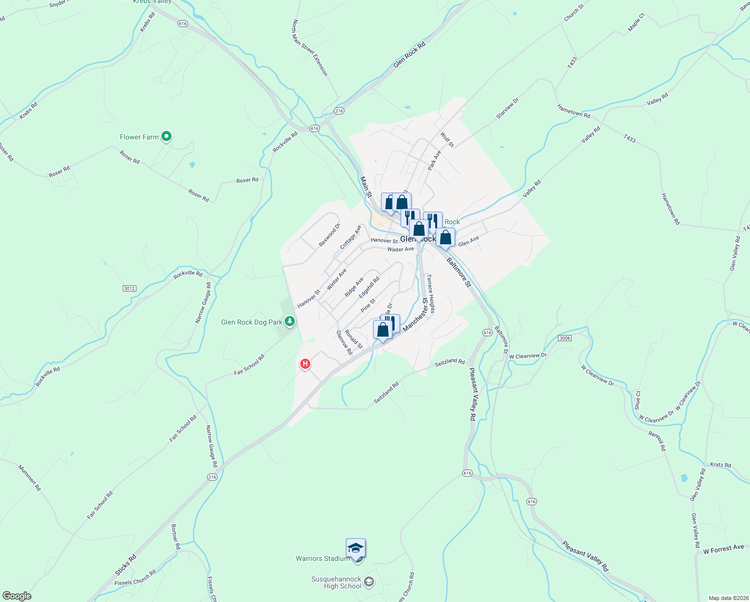 map of restaurants, bars, coffee shops, grocery stores, and more near 157 Pine St in Glen Rock