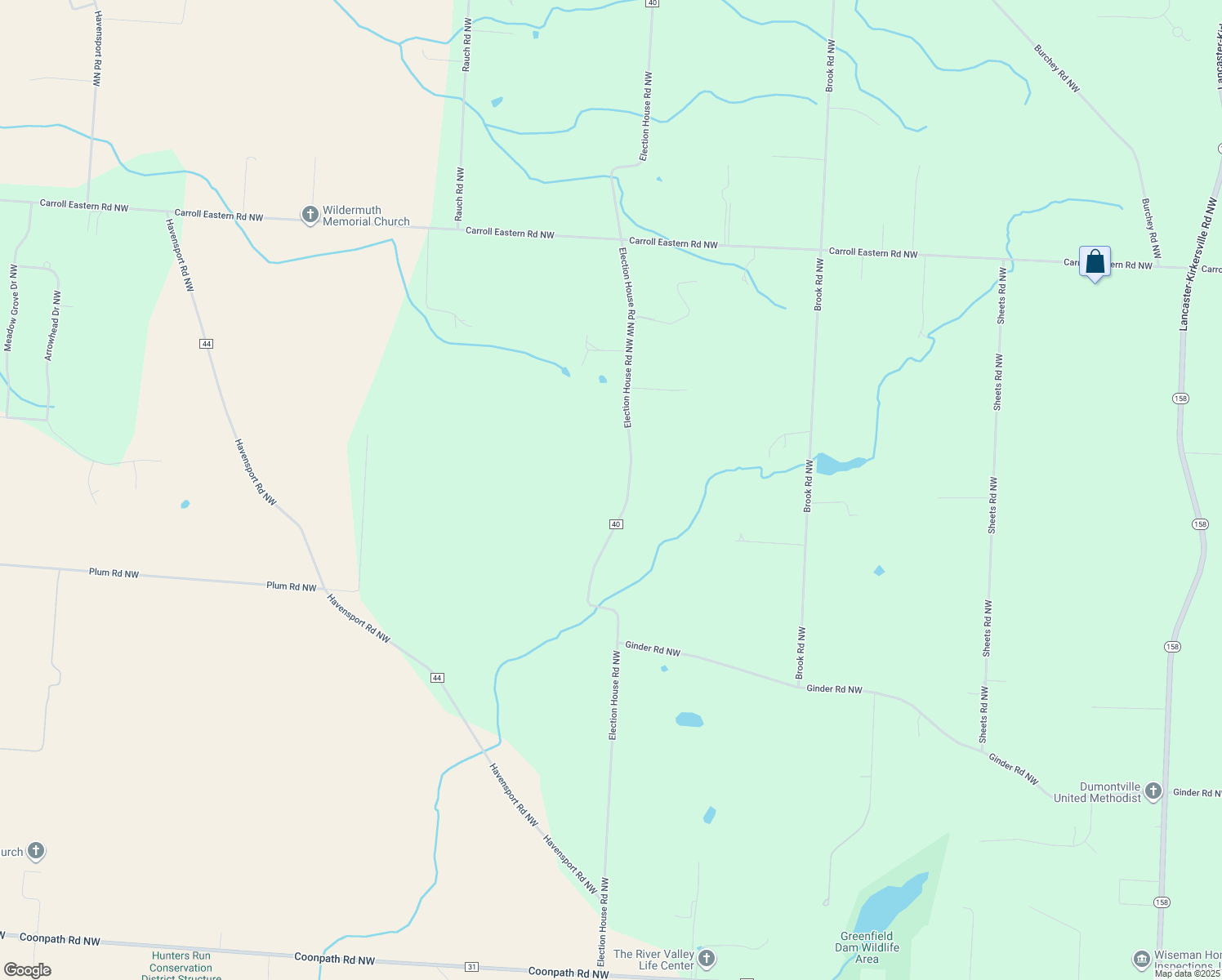map of restaurants, bars, coffee shops, grocery stores, and more near 4315 Election House Road Northwest in Lancaster
