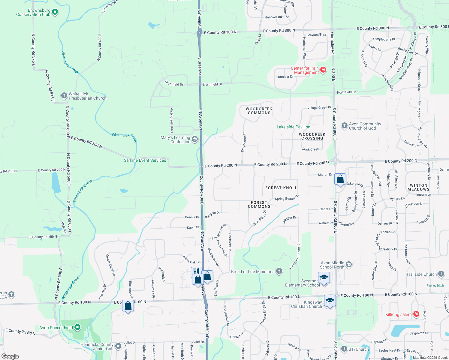 map of restaurants, bars, coffee shops, grocery stores, and more near 1689 Wellington Court in Avon