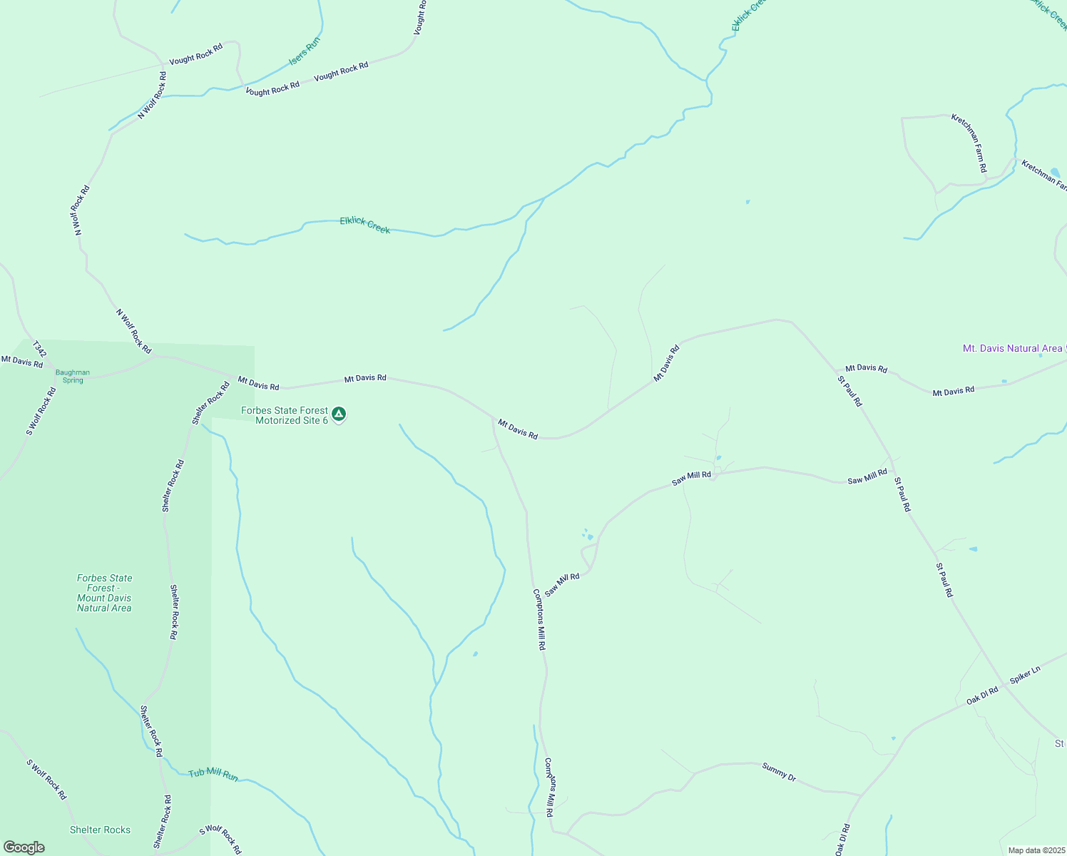 map of restaurants, bars, coffee shops, grocery stores, and more near 4952 Mount Davis Road in Meyersdale