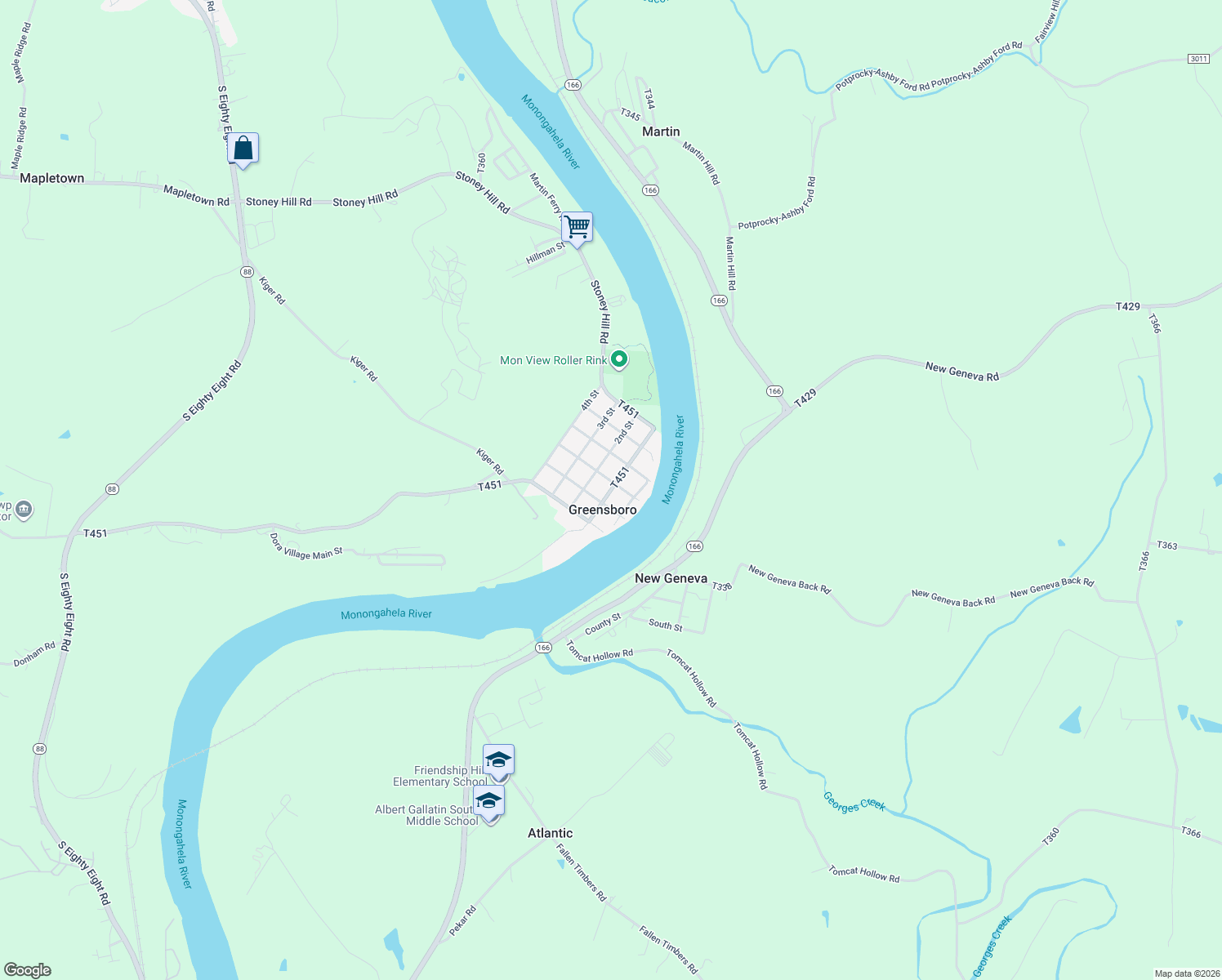 map of restaurants, bars, coffee shops, grocery stores, and more near 223 Front Street in Greensboro