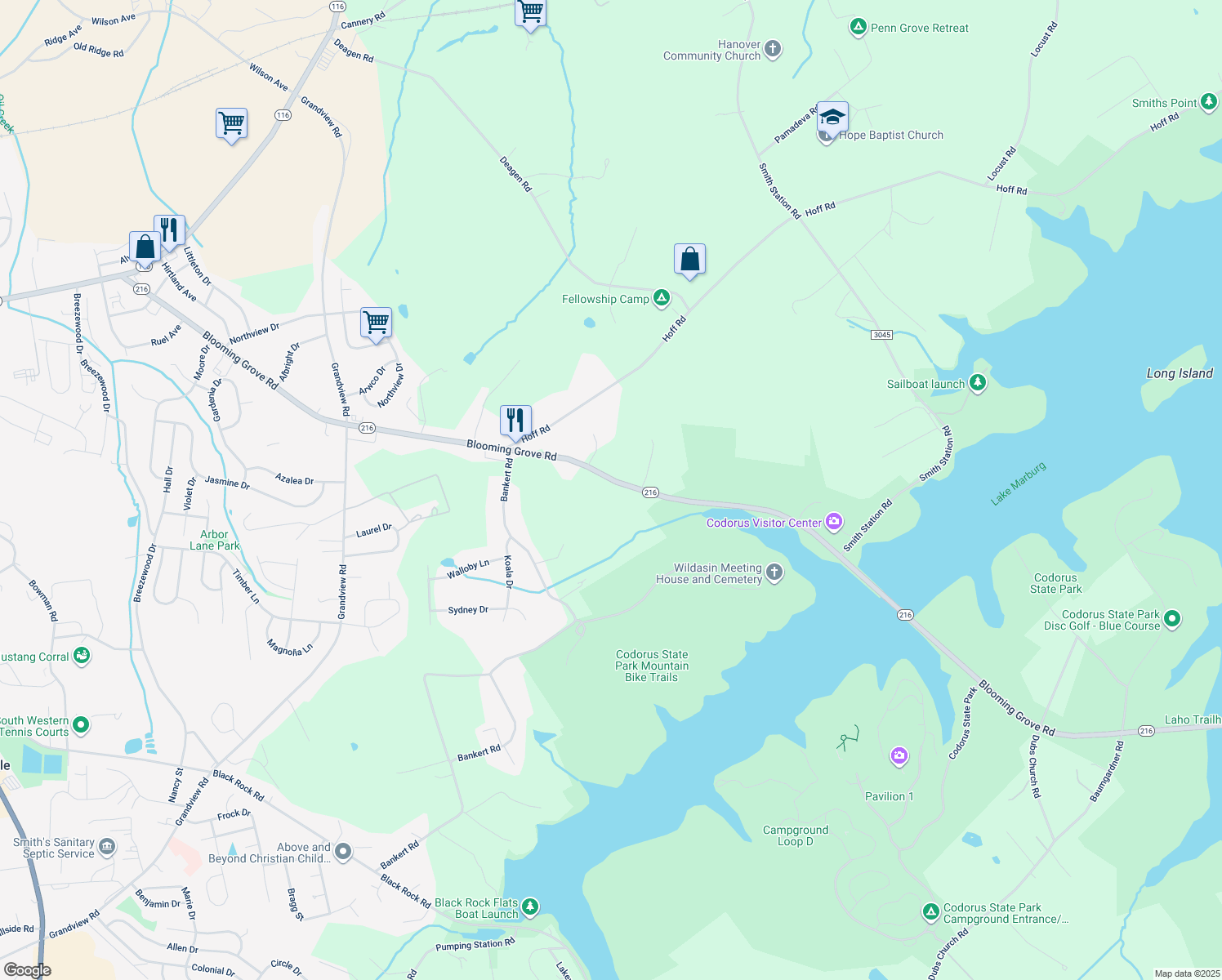 map of restaurants, bars, coffee shops, grocery stores, and more near 789 Blooming Grove Rd in Hanover