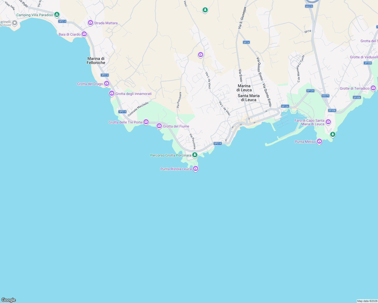 map of restaurants, bars, coffee shops, grocery stores, and more near 1 Via Toma G. in Santa Maria di Leuca