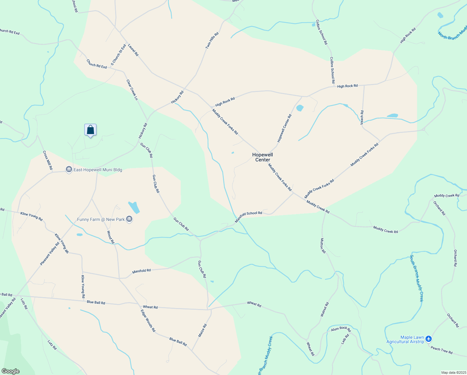 map of restaurants, bars, coffee shops, grocery stores, and more near 9316 Muddy Creek Forks Road in New Park