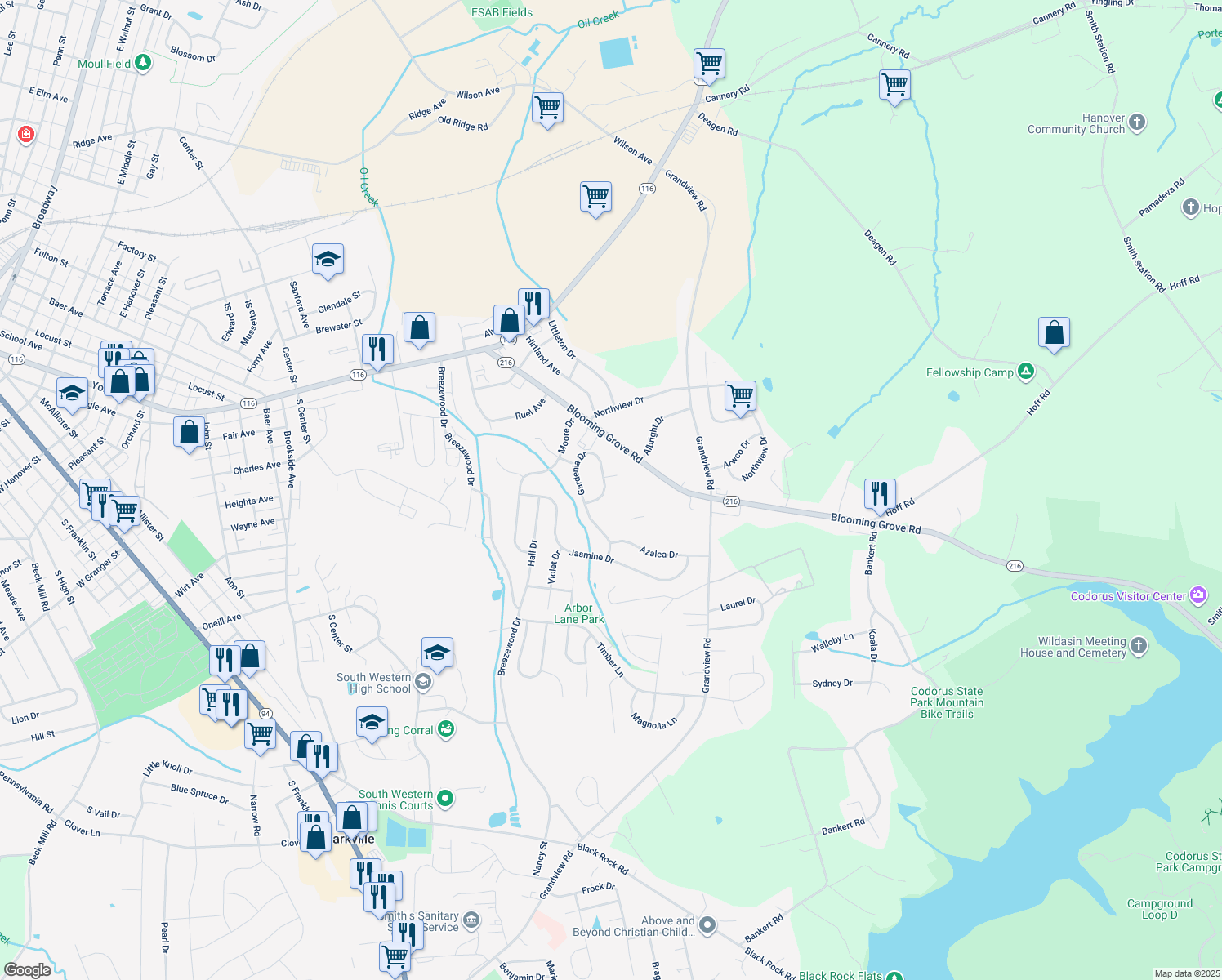map of restaurants, bars, coffee shops, grocery stores, and more near 17 Gardenia Drive in Hanover