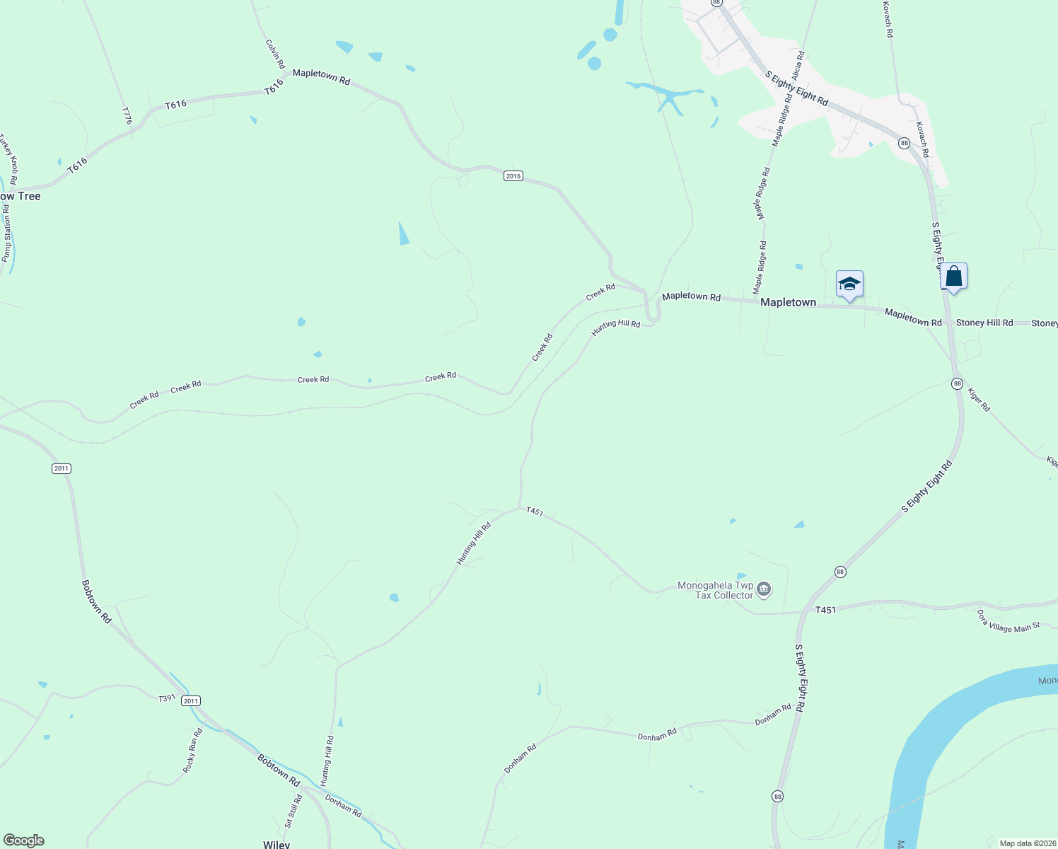 map of restaurants, bars, coffee shops, grocery stores, and more near 440 State Route 2029 in Dilliner