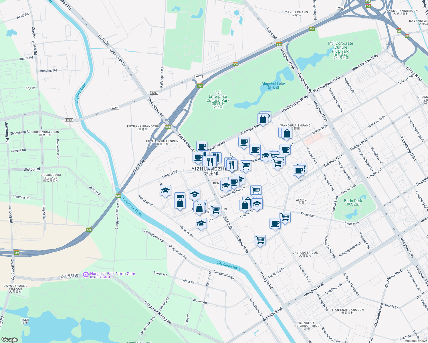map of restaurants, bars, coffee shops, grocery stores, and more near in 