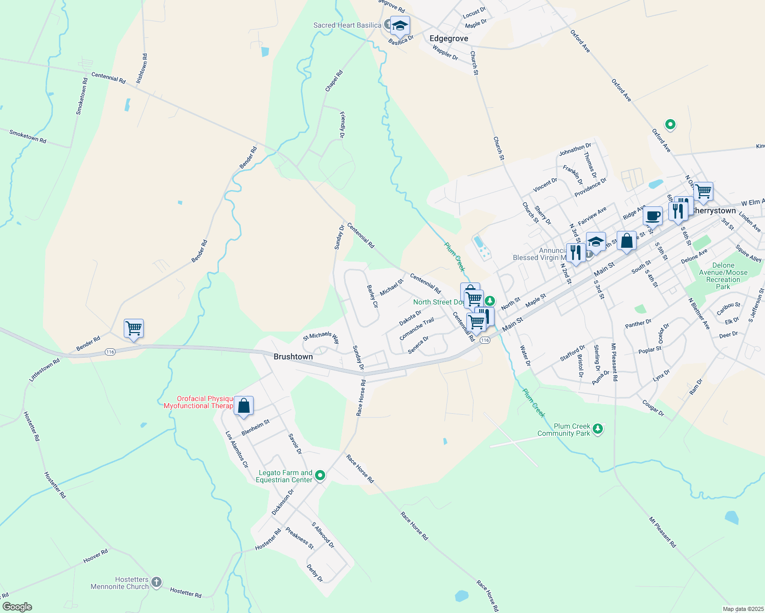 map of restaurants, bars, coffee shops, grocery stores, and more near 212 Barley Circle in Hanover