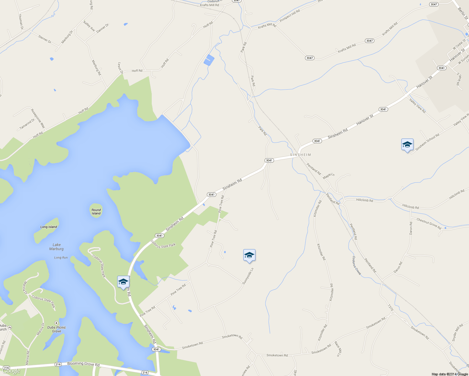 map of restaurants, bars, coffee shops, grocery stores, and more near 2034 Sinsheim Road in Spring Grove
