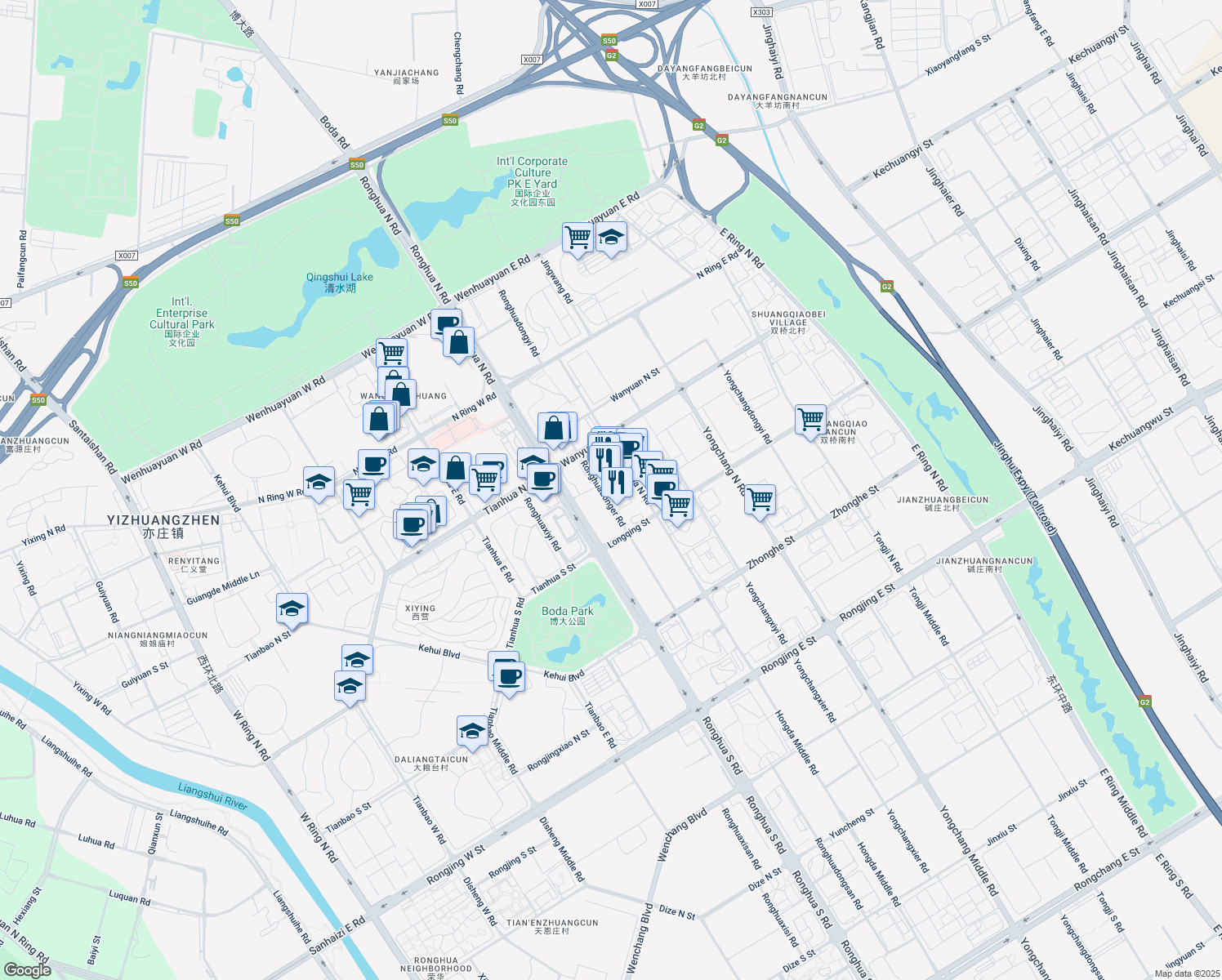 map of restaurants, bars, coffee shops, grocery stores, and more near in 