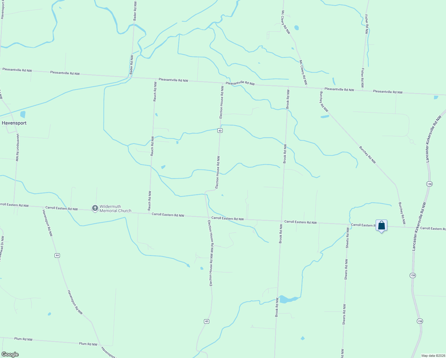 map of restaurants, bars, coffee shops, grocery stores, and more near 5386 Election House Road Northwest in Carroll