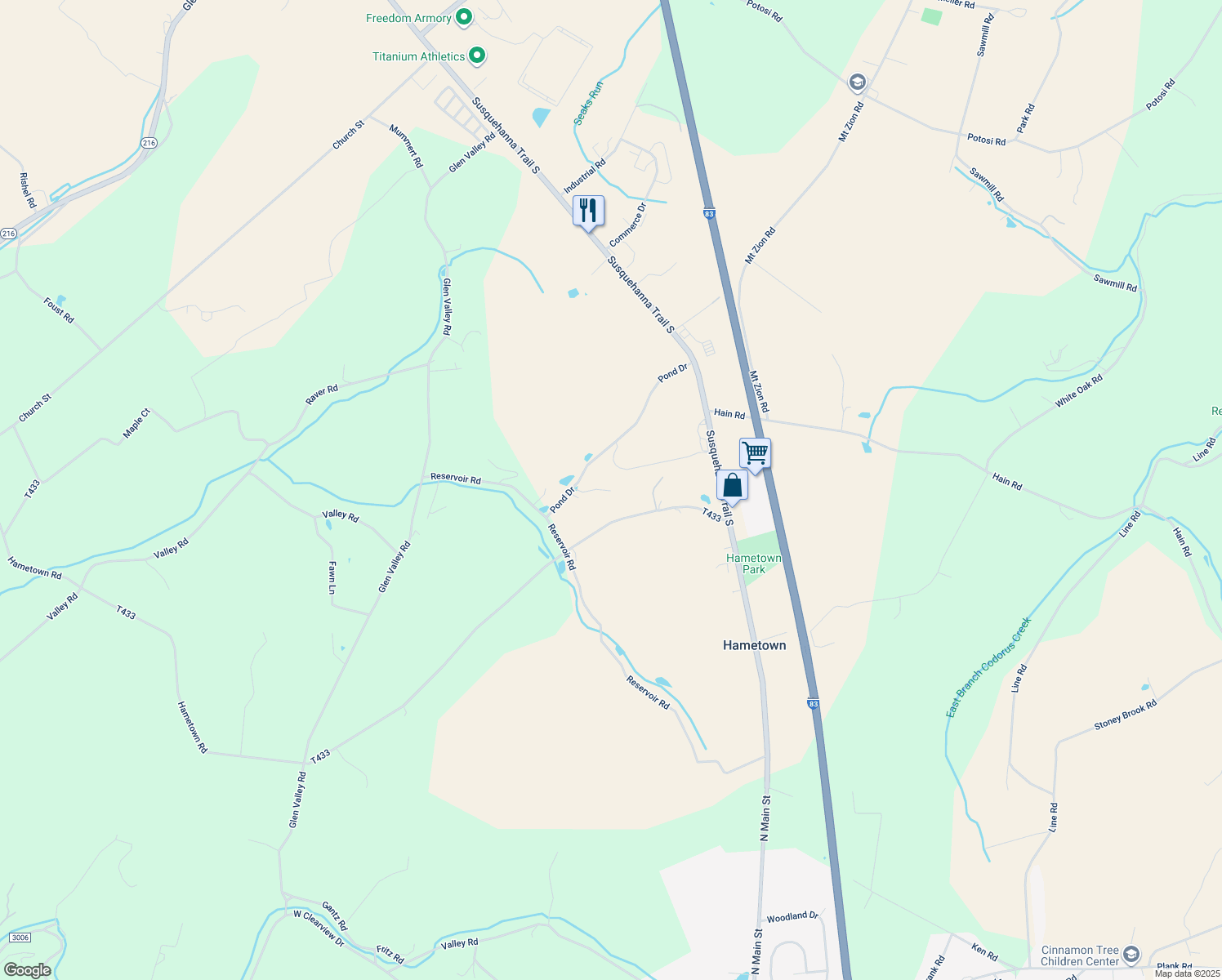 map of restaurants, bars, coffee shops, grocery stores, and more near Overpond Court in Glen Rock
