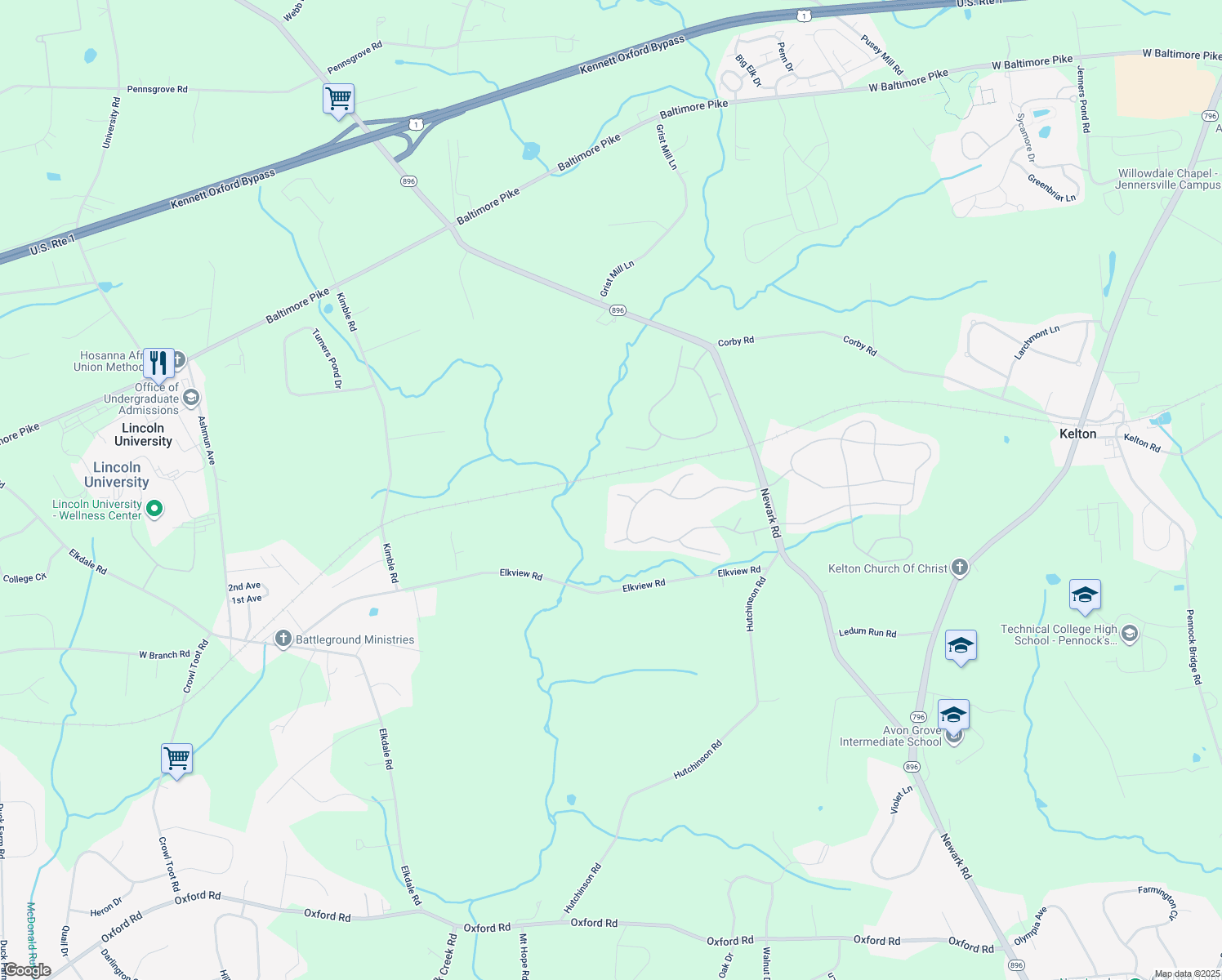 map of restaurants, bars, coffee shops, grocery stores, and more near 754 Portland Circle in West Grove