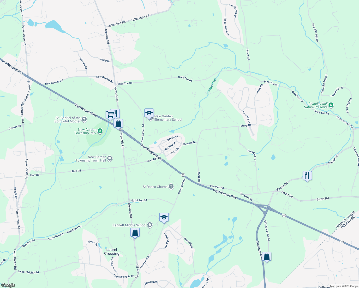 map of restaurants, bars, coffee shops, grocery stores, and more near 131 Longo Drive in Avondale