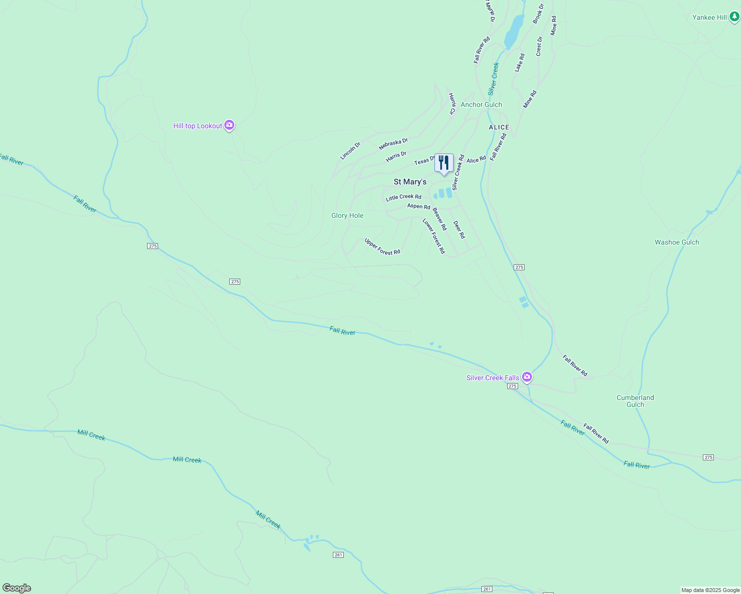 map of restaurants, bars, coffee shops, grocery stores, and more near 640 Vista Road in Idaho Springs