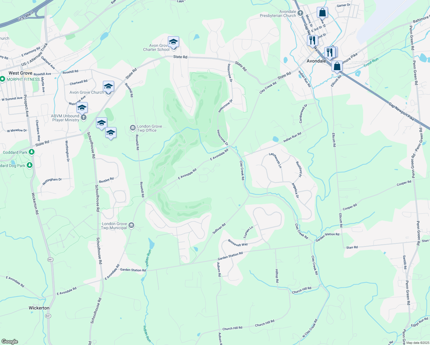 map of restaurants, bars, coffee shops, grocery stores, and more near Yates Terrace in Avondale