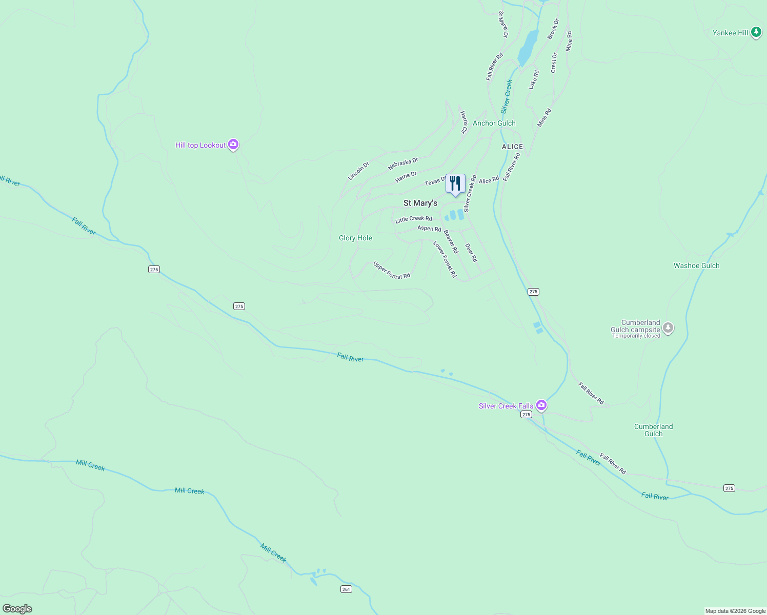 map of restaurants, bars, coffee shops, grocery stores, and more near 160 Vista Road in Idaho Springs