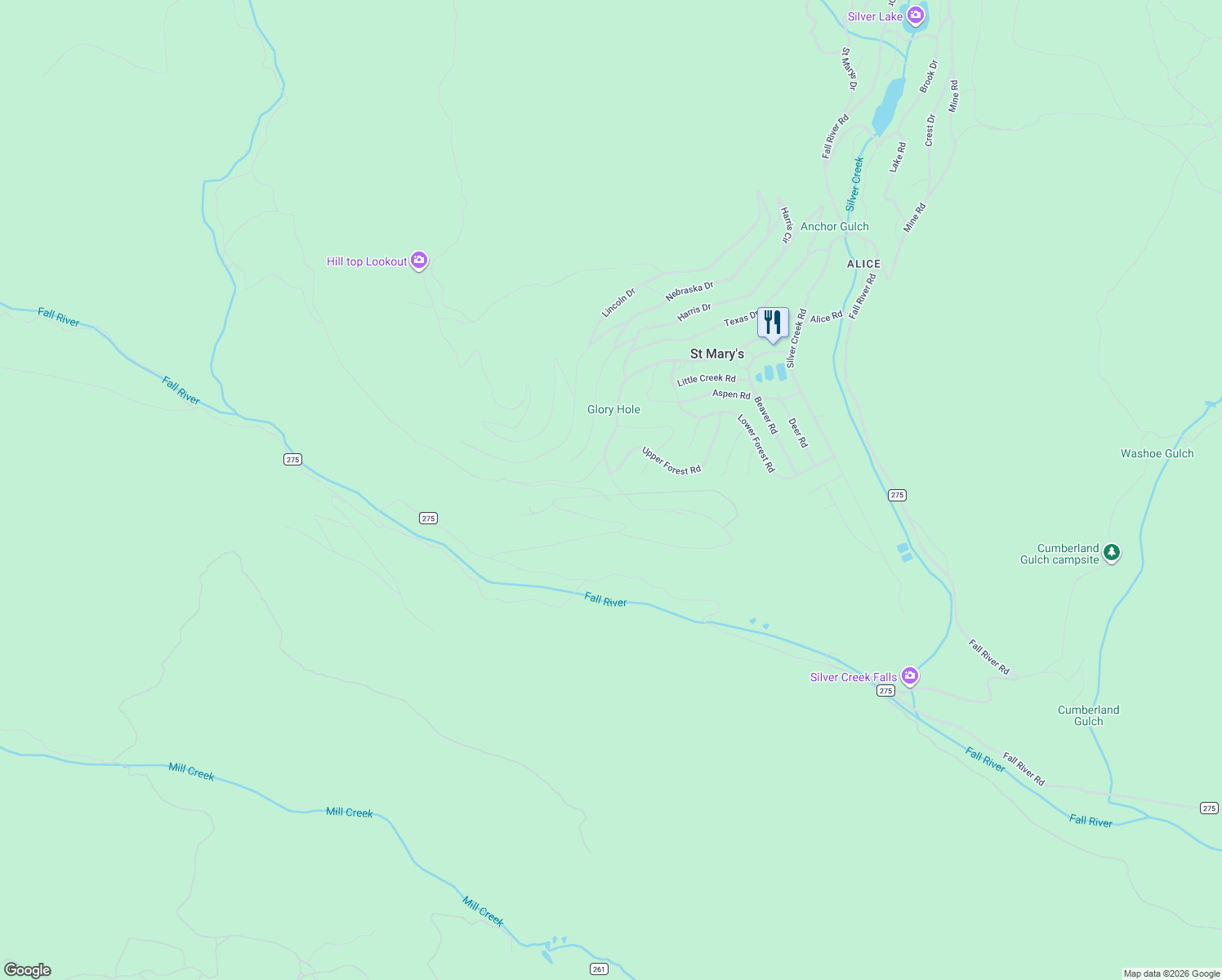 map of restaurants, bars, coffee shops, grocery stores, and more near 200 Loch Lomond Road in Idaho Springs