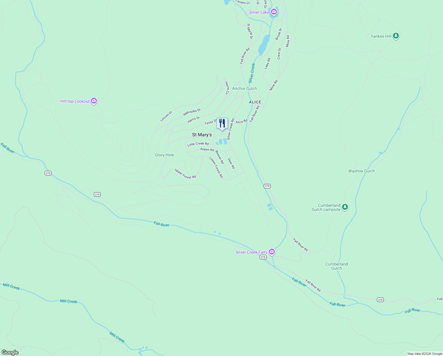 map of restaurants, bars, coffee shops, grocery stores, and more near 25 Beaver Road in Idaho Springs