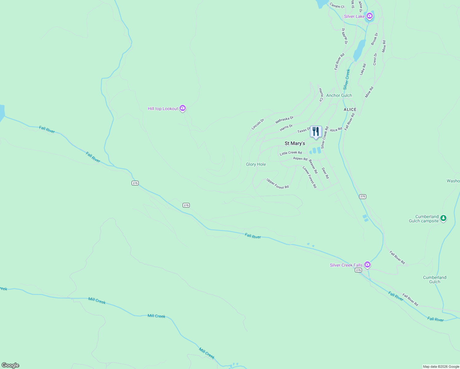 map of restaurants, bars, coffee shops, grocery stores, and more near 200 Loch Lomond Road in Idaho Springs