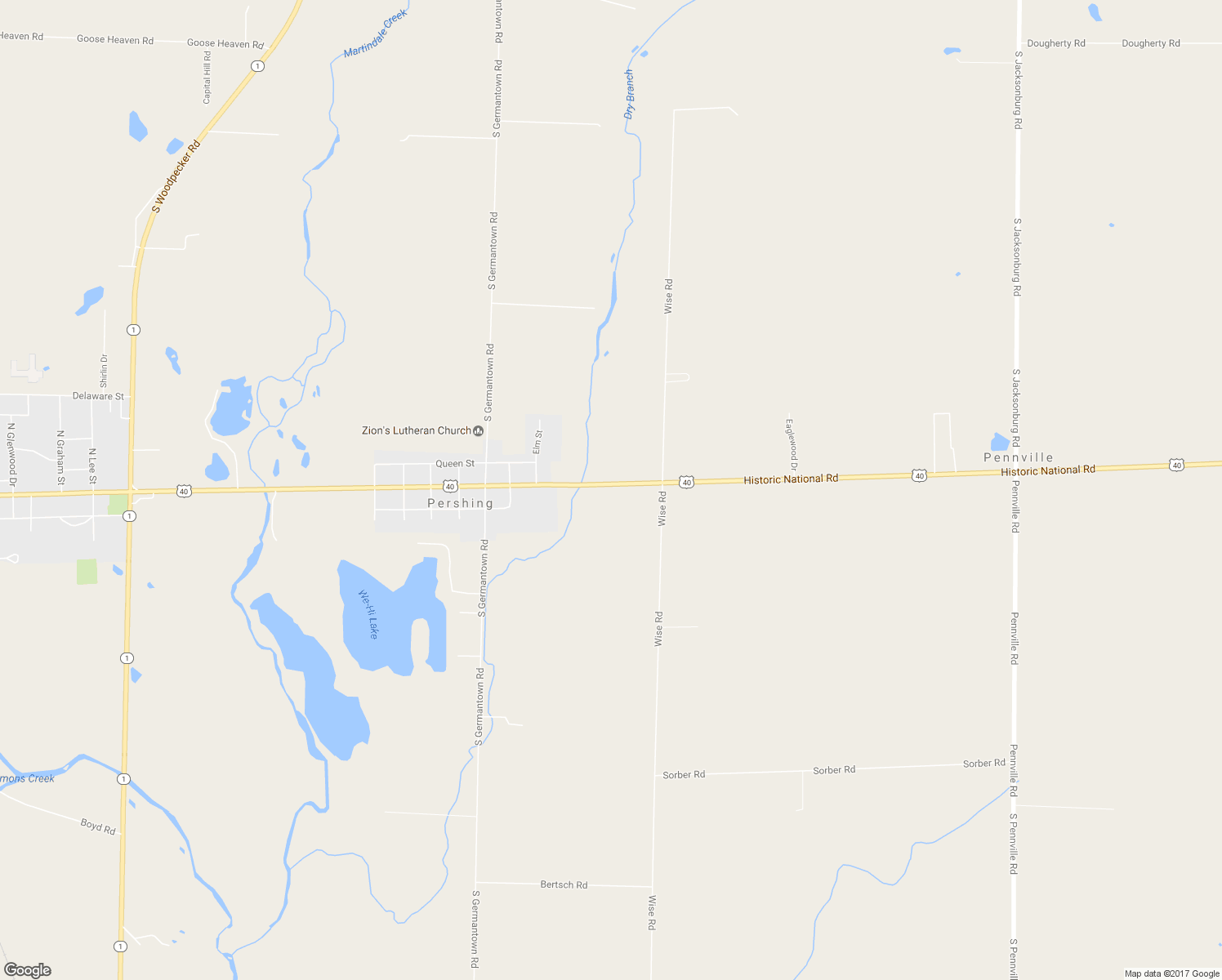 map of restaurants, bars, coffee shops, grocery stores, and more near 13457 U.S. 40 in Cambridge City