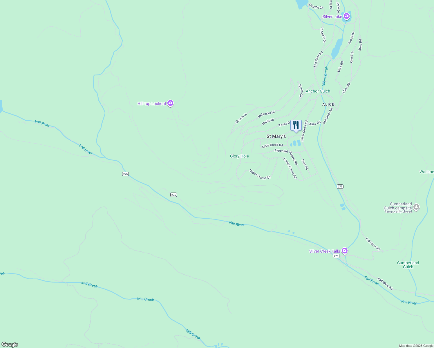 map of restaurants, bars, coffee shops, grocery stores, and more near 200 Loch Lomond Road in Idaho Springs