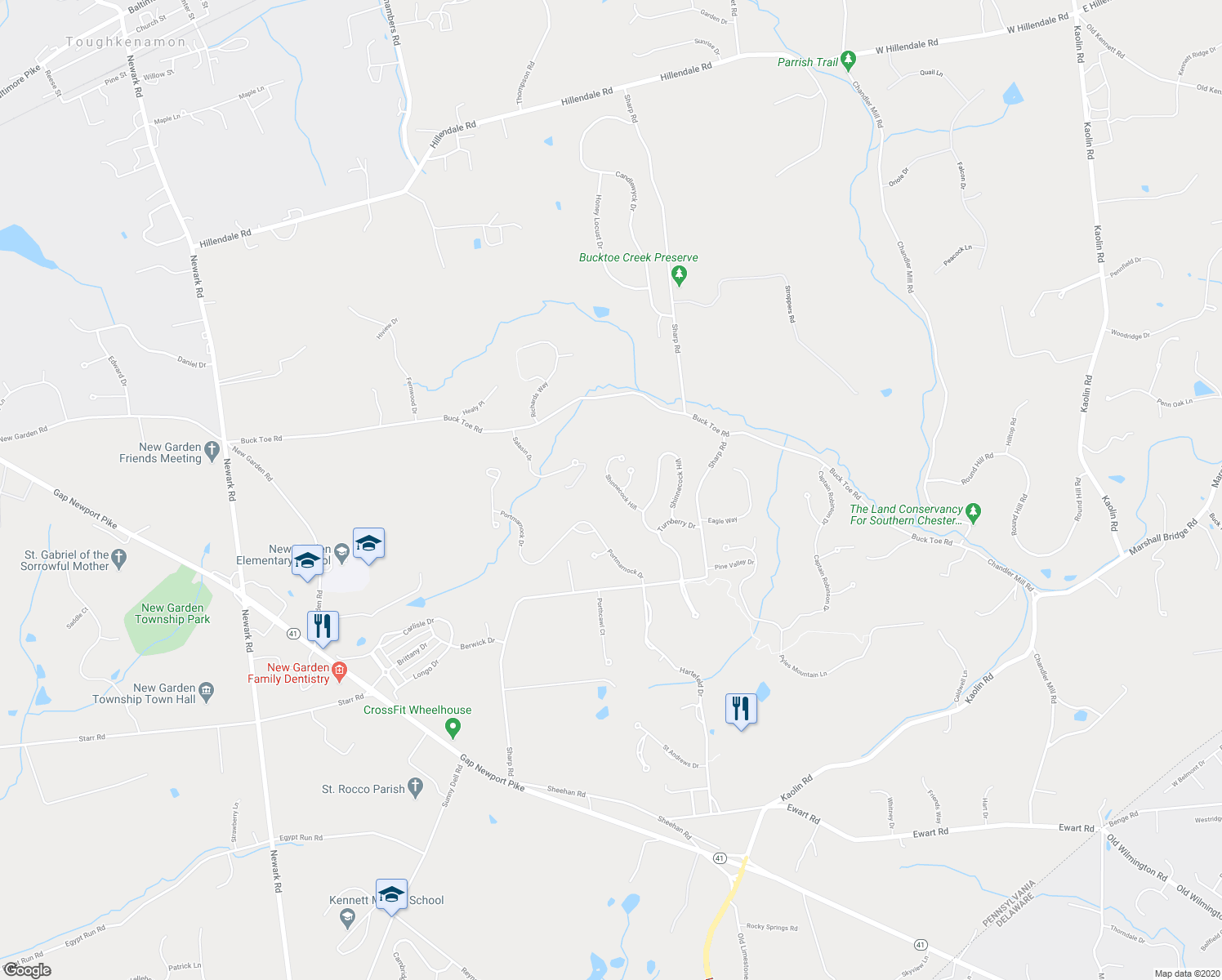 map of restaurants, bars, coffee shops, grocery stores, and more near 167 Shinnecock Hill in Avondale