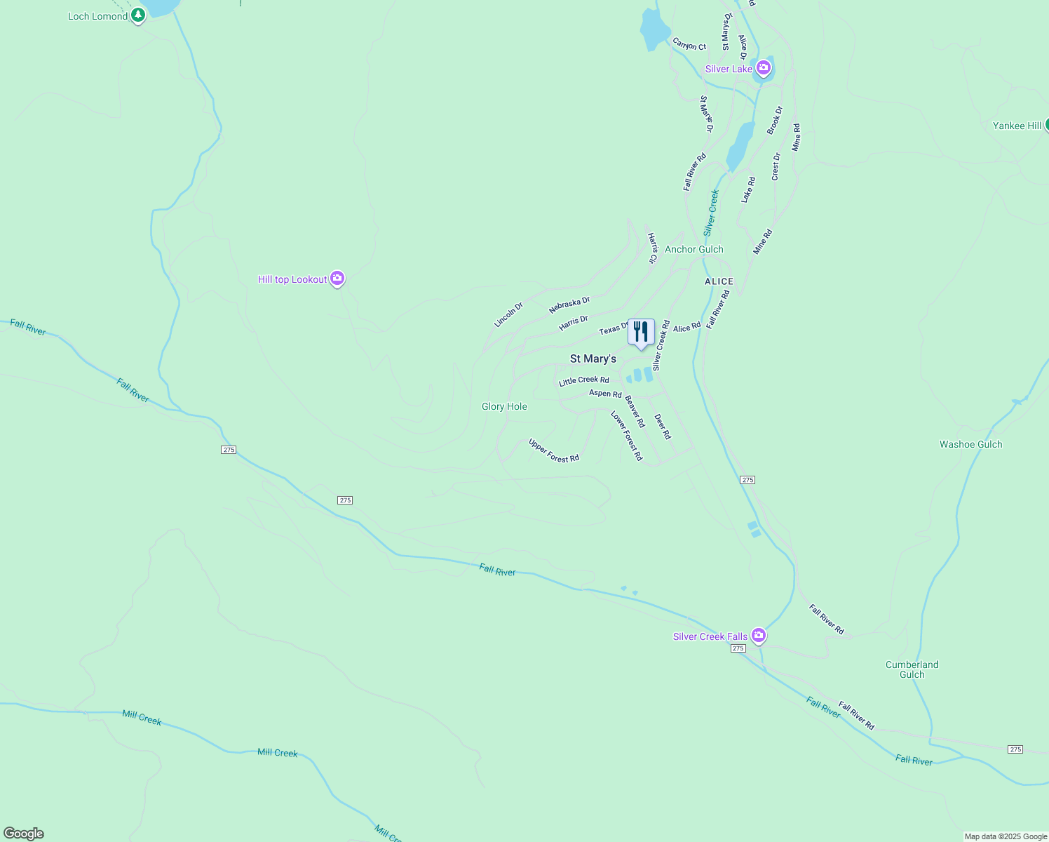 map of restaurants, bars, coffee shops, grocery stores, and more near 29 Eva Road in Idaho Springs