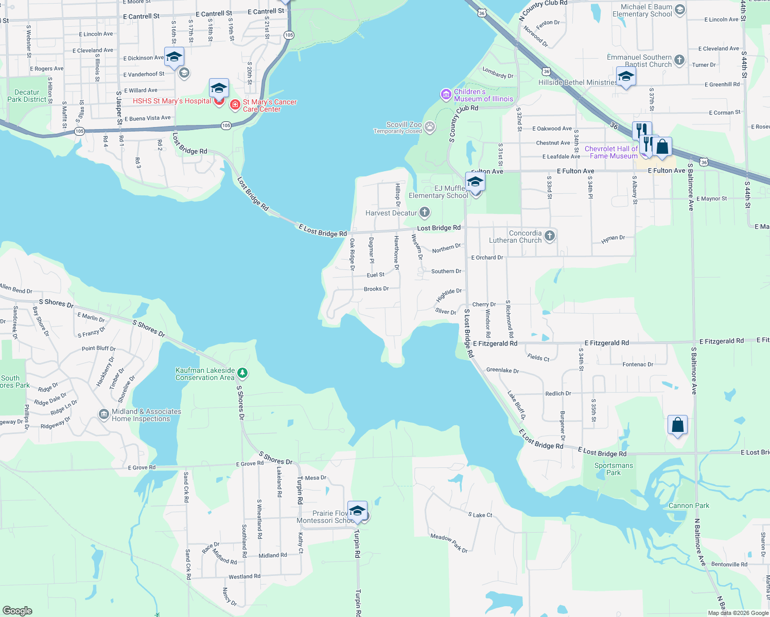 map of restaurants, bars, coffee shops, grocery stores, and more near 2539 Ivy Ln in Decatur