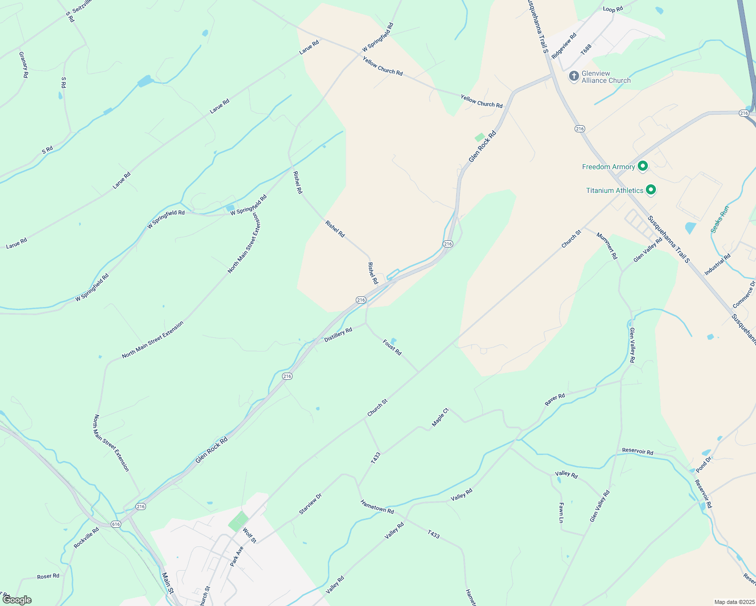 map of restaurants, bars, coffee shops, grocery stores, and more near 1485 Distillery Rd in Glen Rock