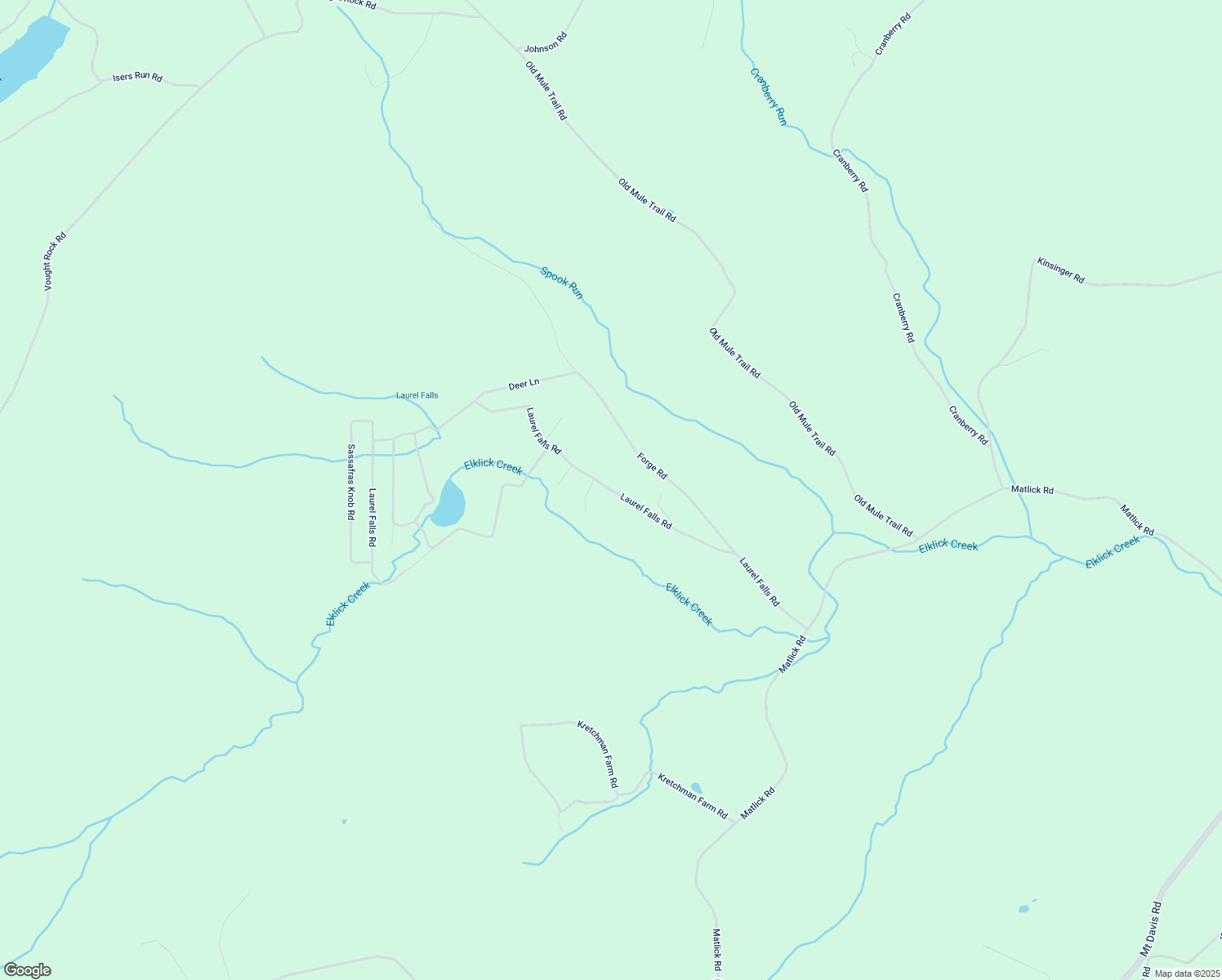 map of restaurants, bars, coffee shops, grocery stores, and more near Laurel Falls Road in Meyersdale