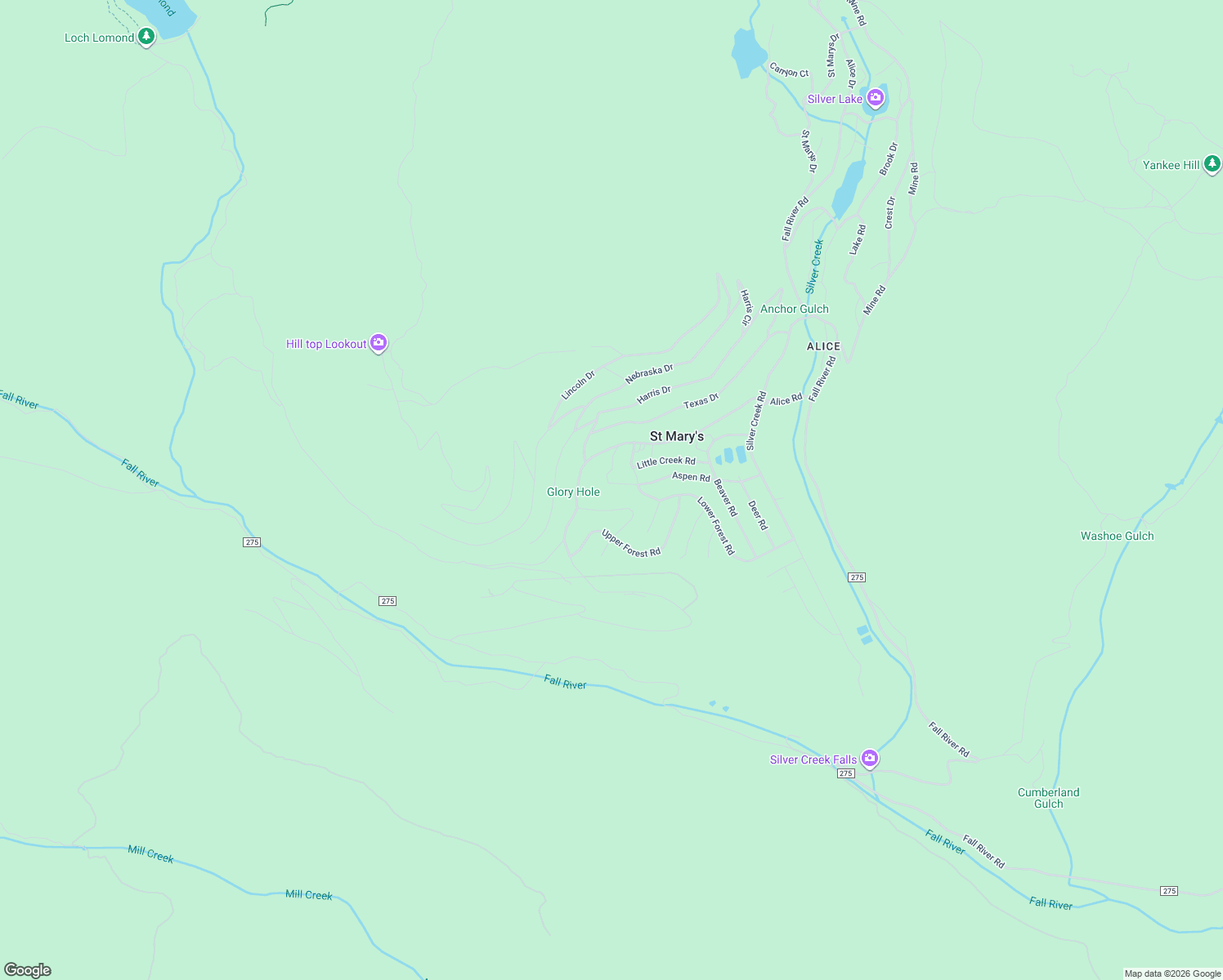 map of restaurants, bars, coffee shops, grocery stores, and more near 668 Alice Road in Idaho Springs