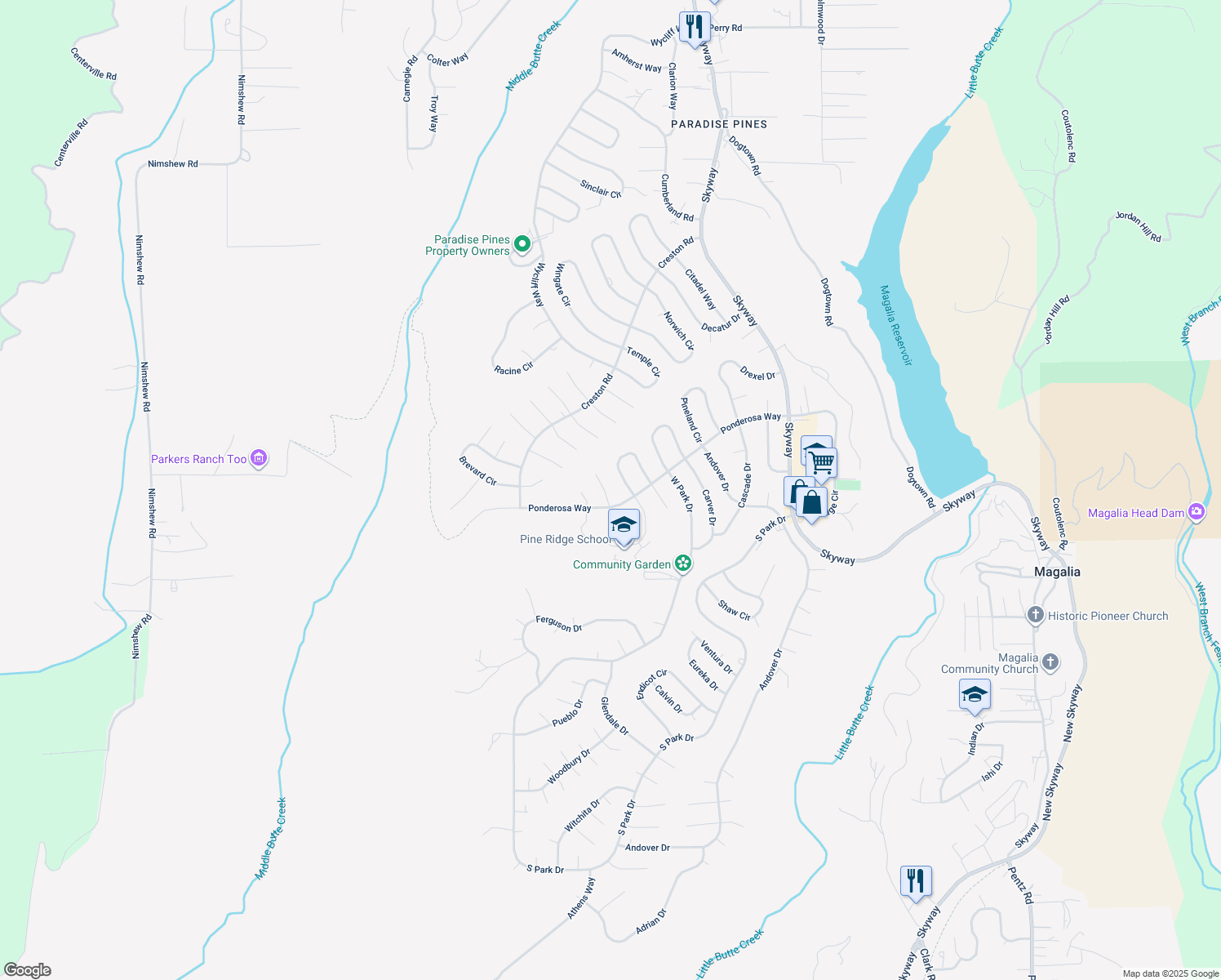 map of restaurants, bars, coffee shops, grocery stores, and more near 13914 Rutgers Court in Magalia