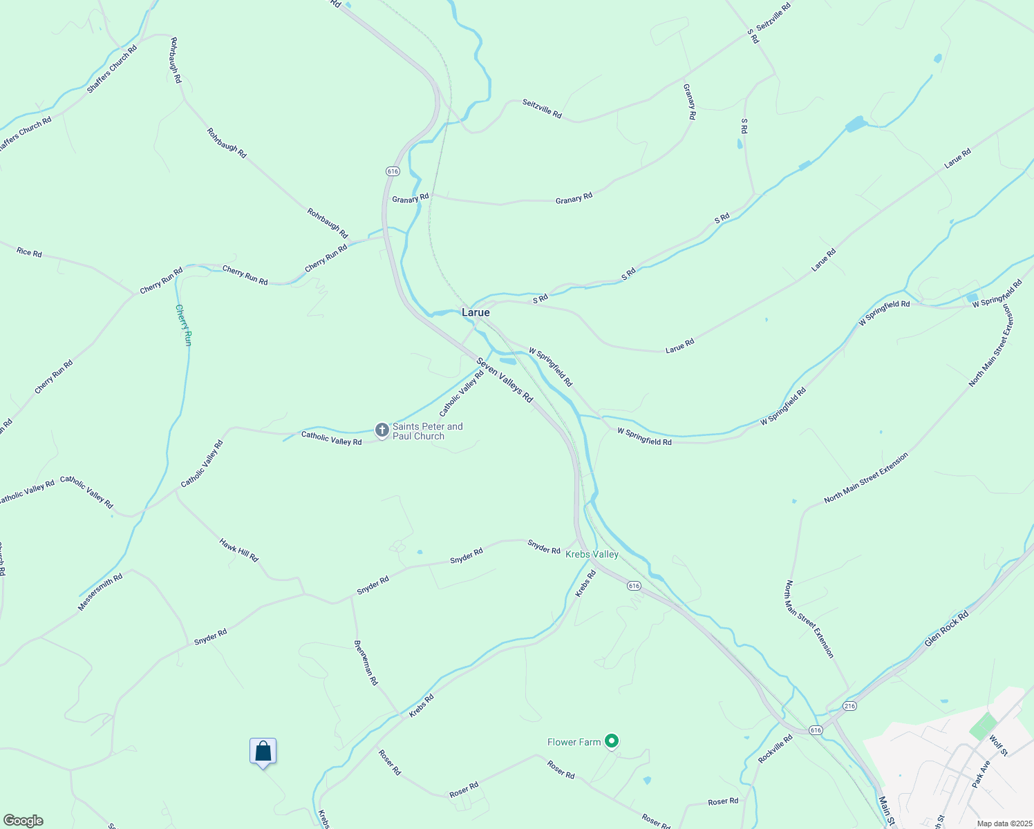 map of restaurants, bars, coffee shops, grocery stores, and more near 3080 Seven Valleys Road in Glen Rock