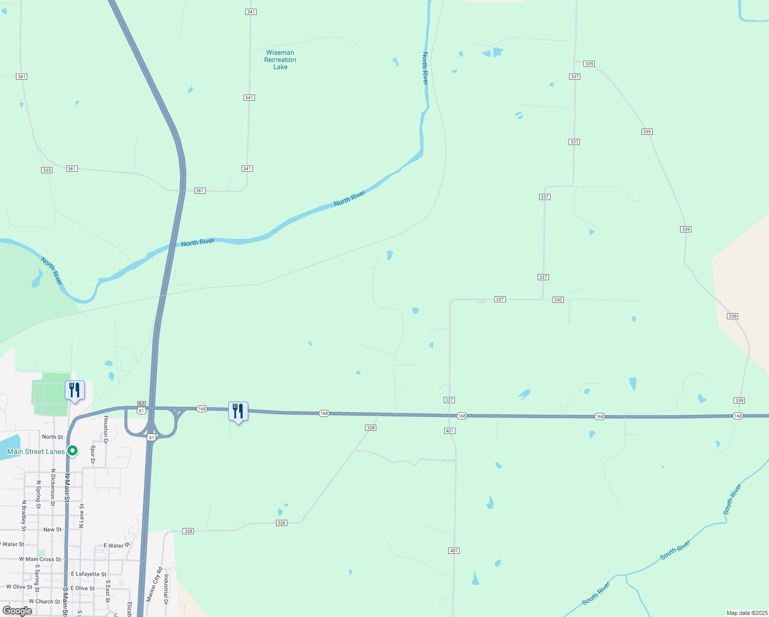map of restaurants, bars, coffee shops, grocery stores, and more near 3644 Eagle Crest Drive in Palmyra