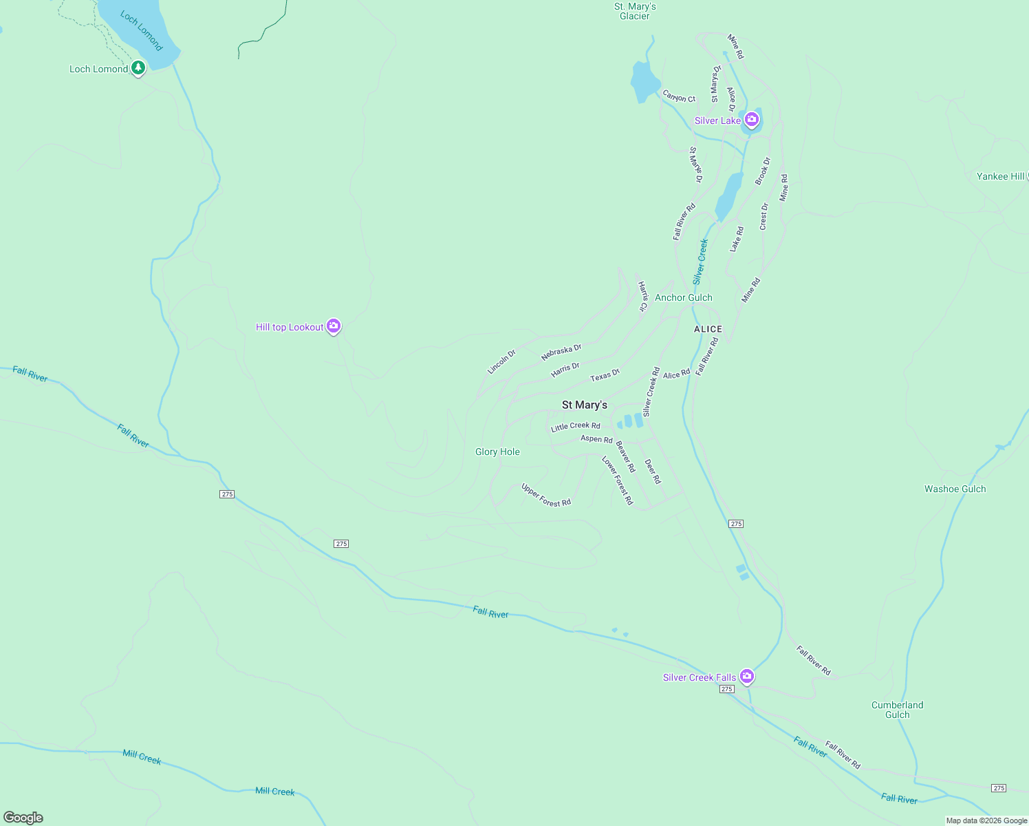 map of restaurants, bars, coffee shops, grocery stores, and more near 668 Alice Road in Idaho Springs