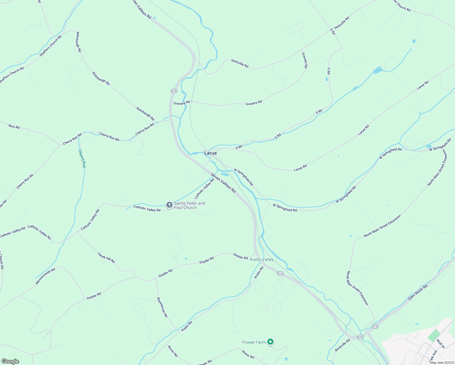 map of restaurants, bars, coffee shops, grocery stores, and more near 3061 Seven Valleys Road in Glen Rock