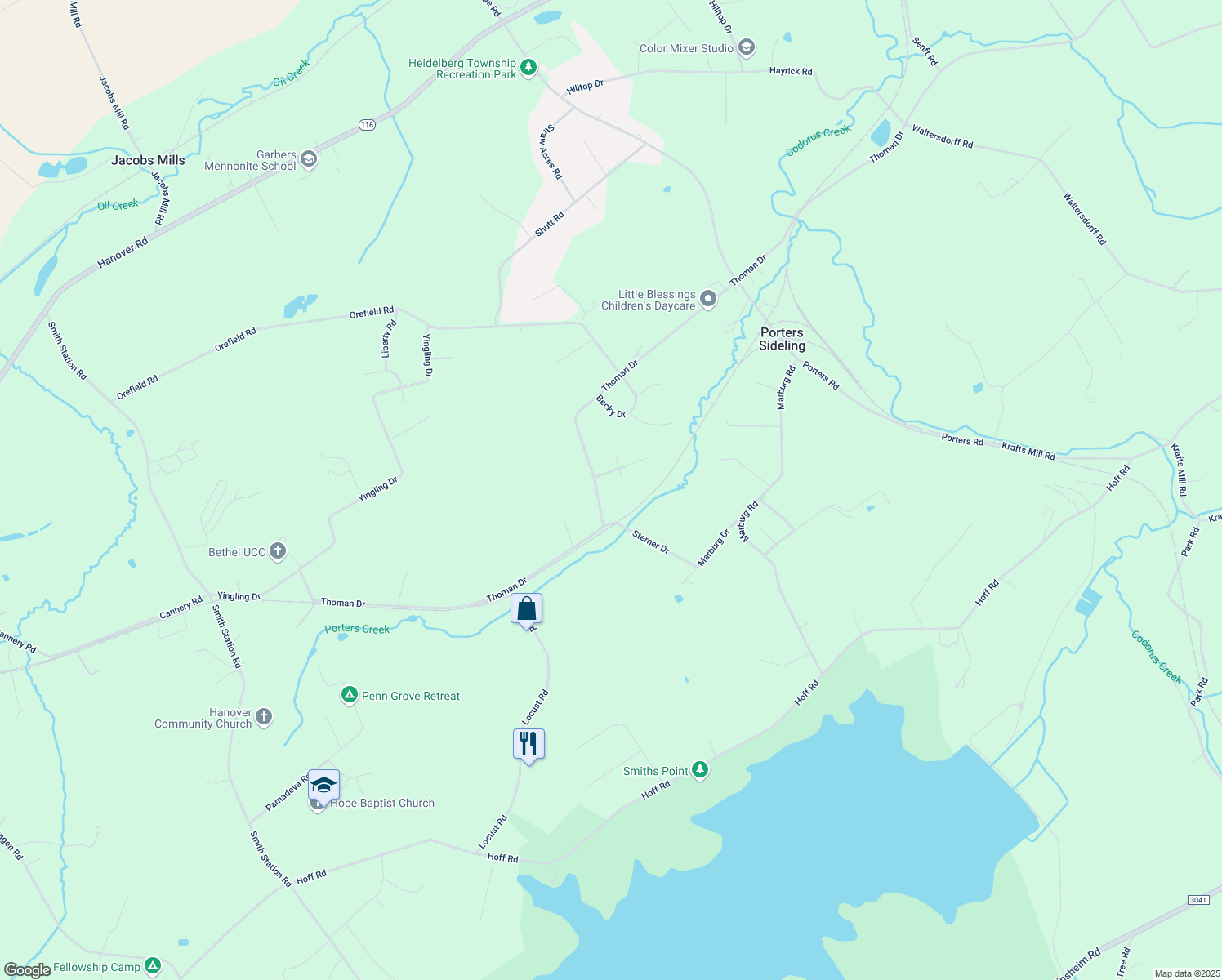 map of restaurants, bars, coffee shops, grocery stores, and more near 6286 Thoman Drive in Spring Grove