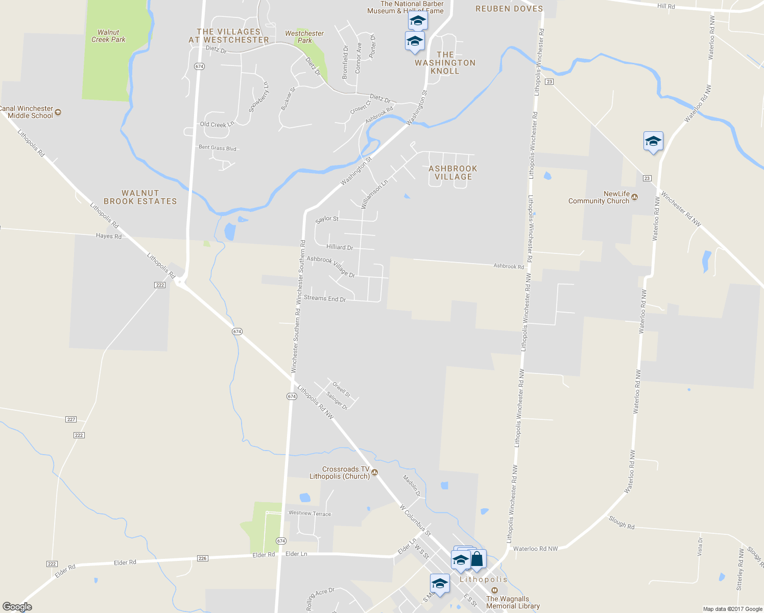 map of restaurants, bars, coffee shops, grocery stores, and more near 6563 Streams End Drive in Canal Winchester