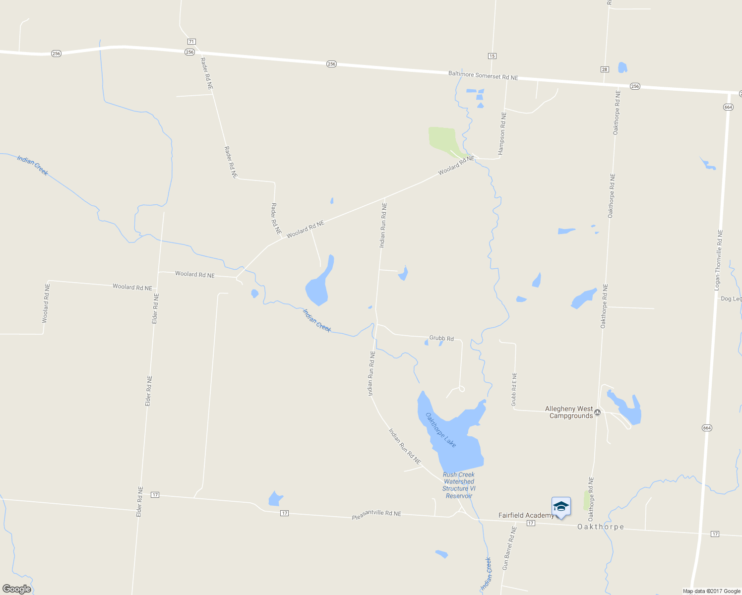 map of restaurants, bars, coffee shops, grocery stores, and more near 6953 Indian Run Road Northeast in Pleasantville