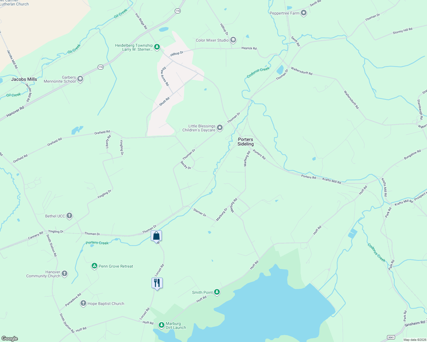 map of restaurants, bars, coffee shops, grocery stores, and more near 6124 Gardner Drive in Spring Grove