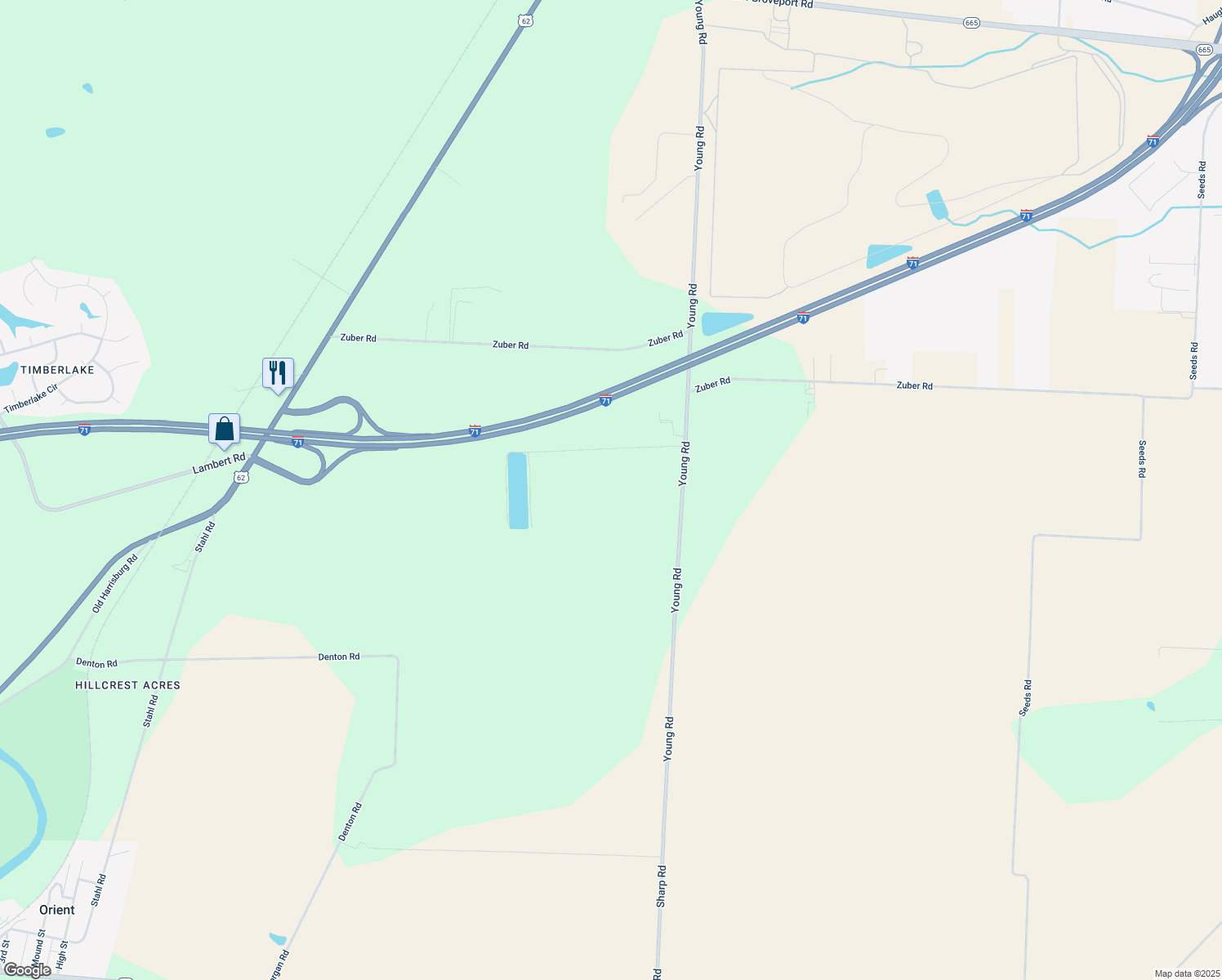 map of restaurants, bars, coffee shops, grocery stores, and more near 6887 Young Rd in Grove City