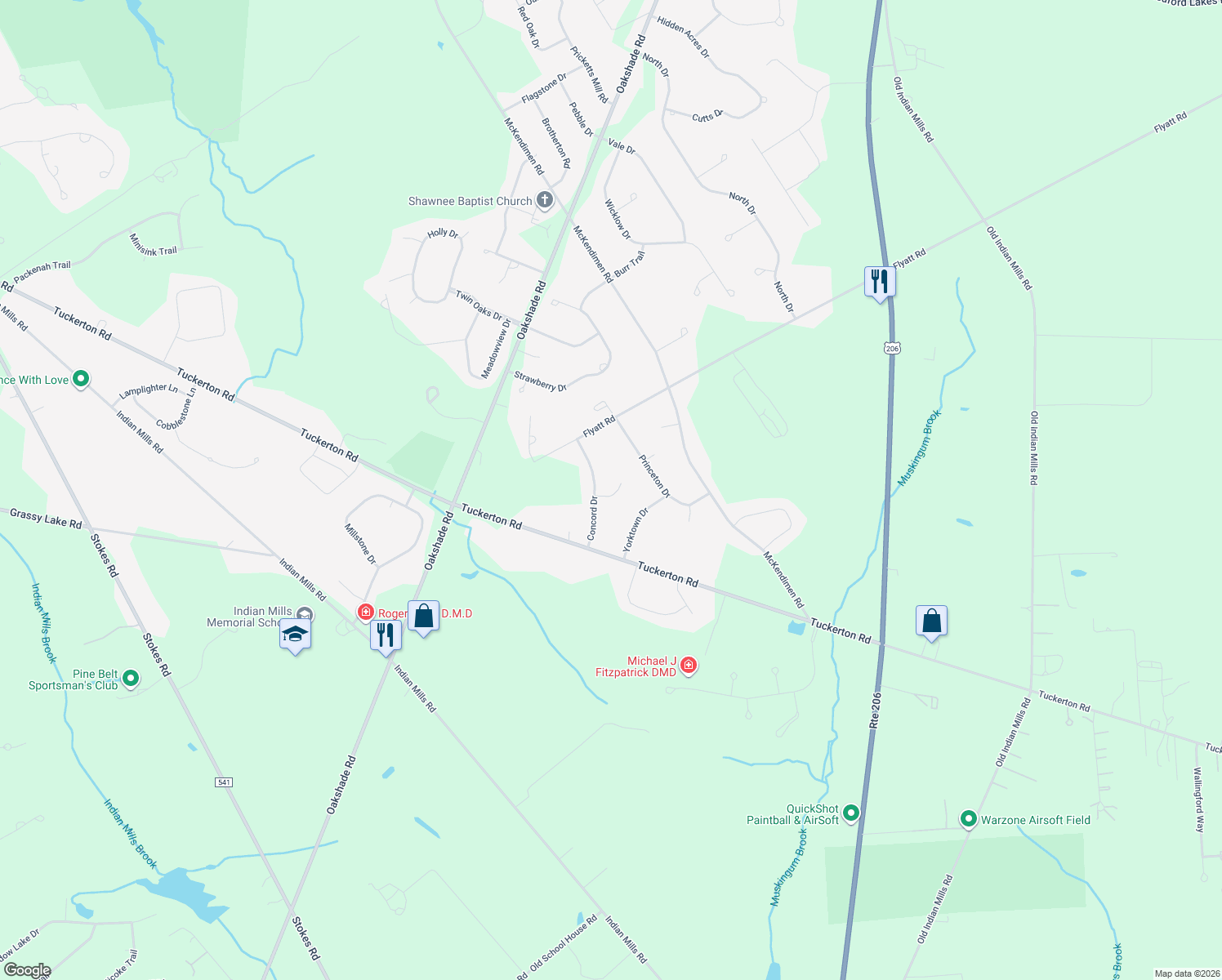 map of restaurants, bars, coffee shops, grocery stores, and more near 6 Liberty Circle in Shamong