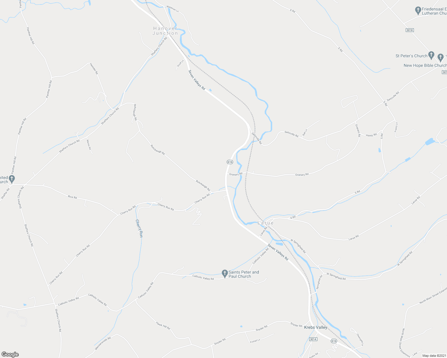 map of restaurants, bars, coffee shops, grocery stores, and more near 2866 7 Valleys Rd in Seven Valleys