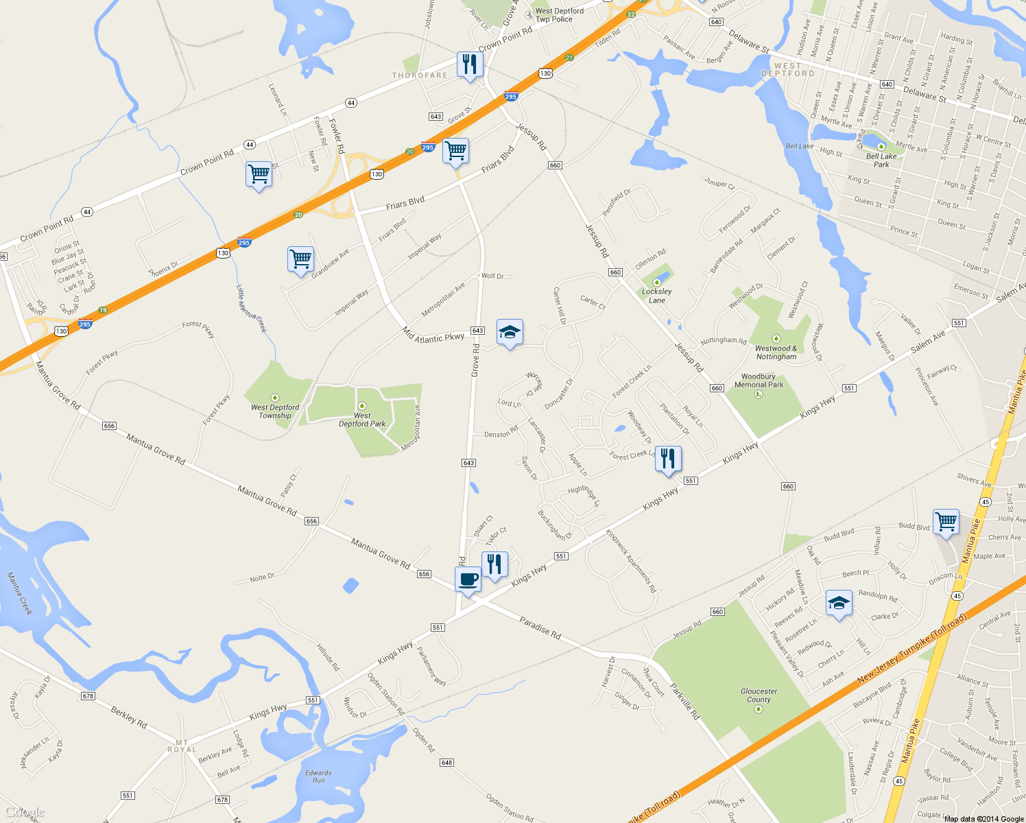 map of restaurants, bars, coffee shops, grocery stores, and more near 3 Lord Lane in West Deptford