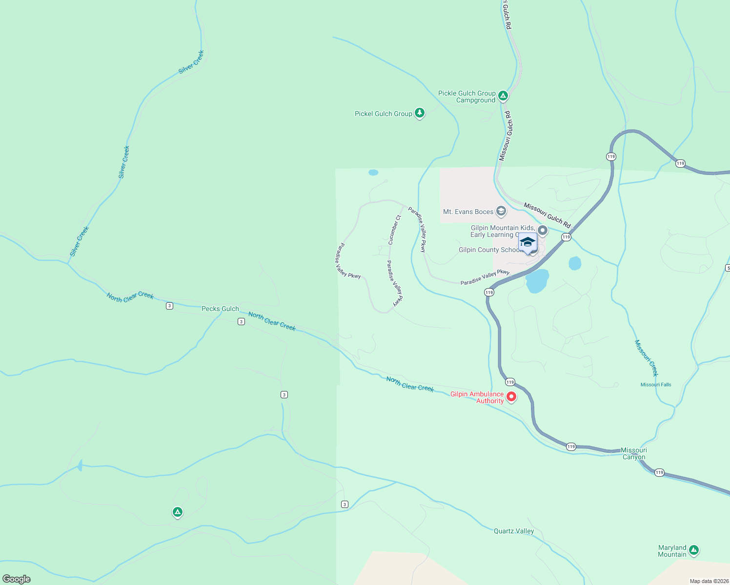 map of restaurants, bars, coffee shops, grocery stores, and more near 675 Paradise Valley Parkway in Black Hawk