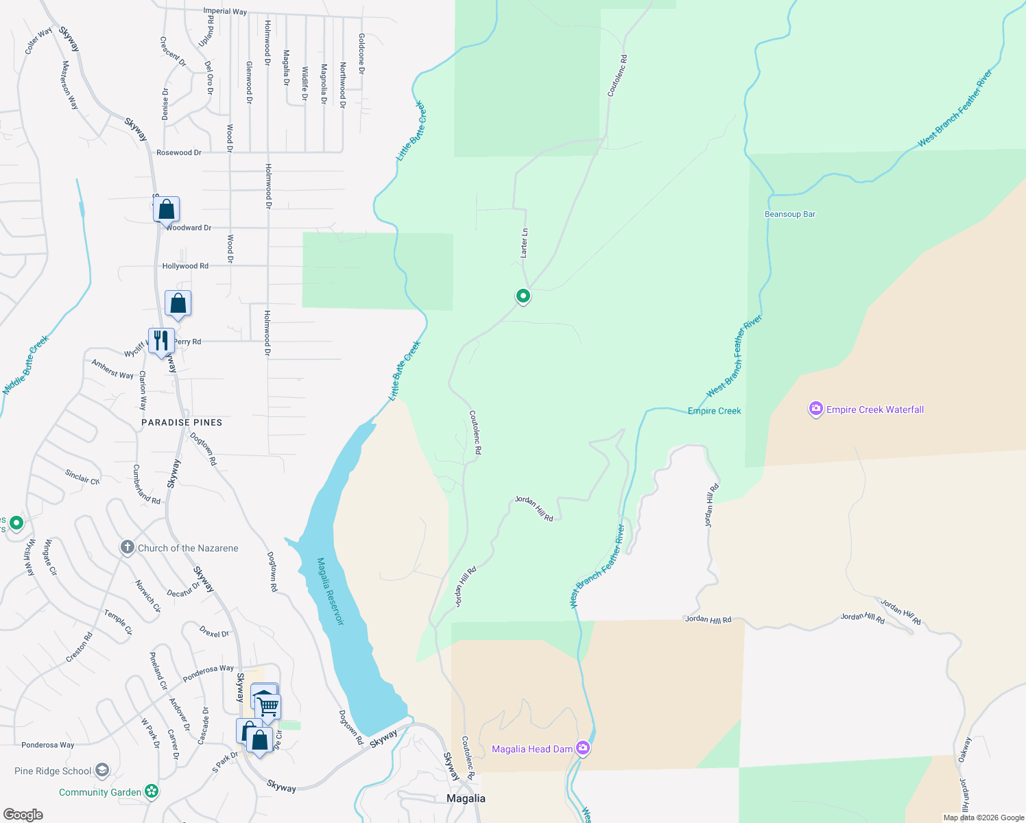 map of restaurants, bars, coffee shops, grocery stores, and more near 6821 Alphys Lane in Magalia