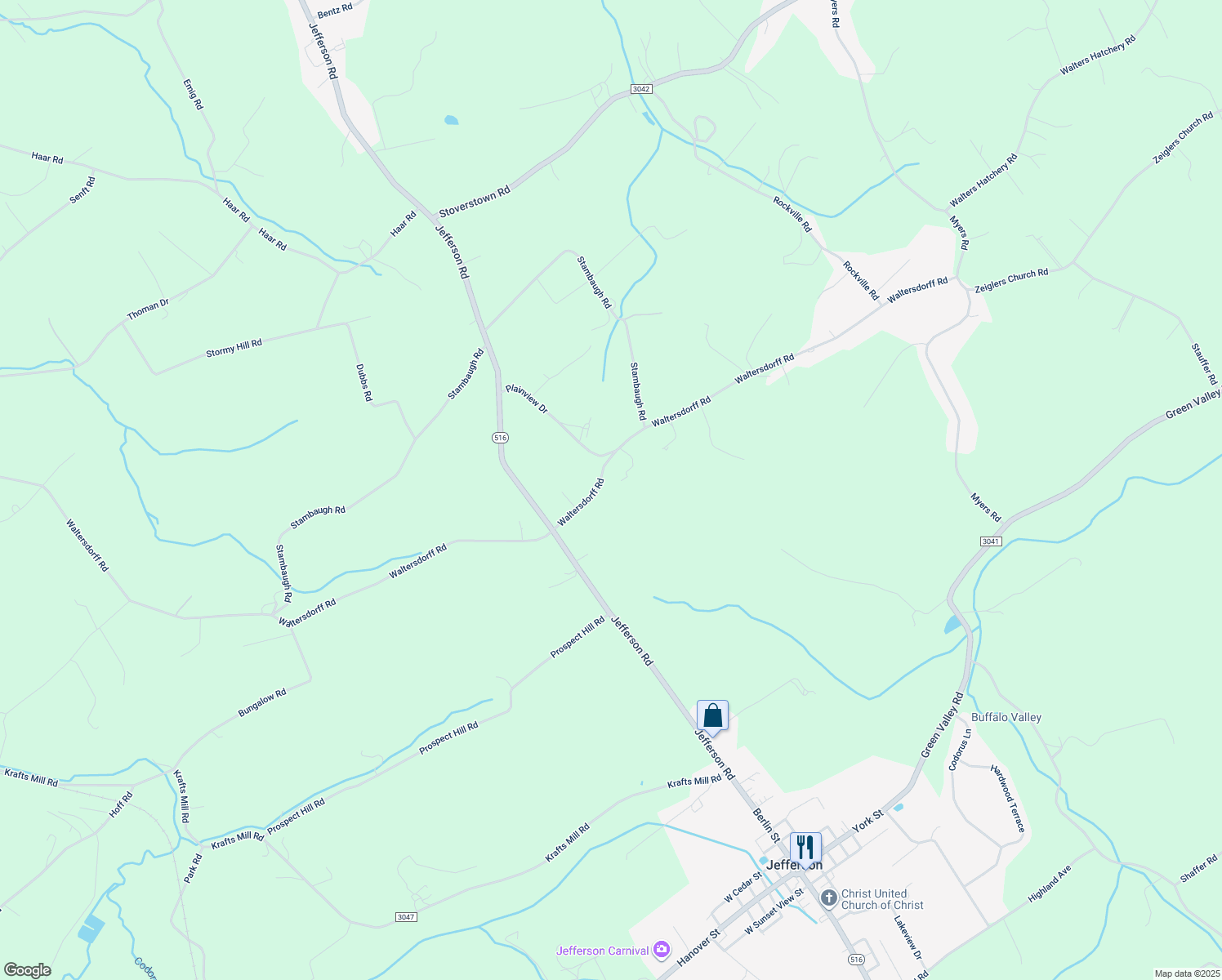 map of restaurants, bars, coffee shops, grocery stores, and more near 5330 Waltersdorff Road in Spring Grove