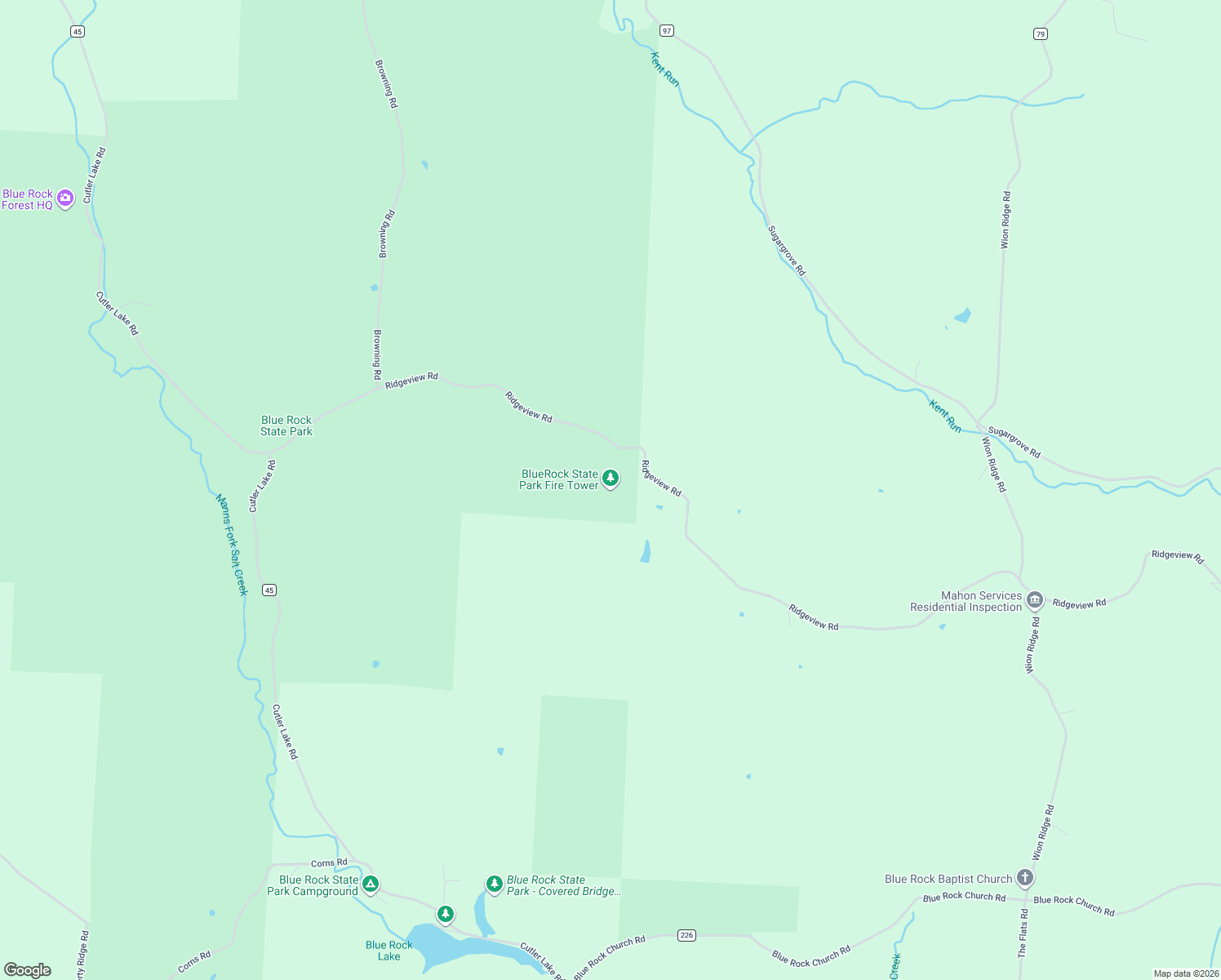 map of restaurants, bars, coffee shops, grocery stores, and more near 8627 Ridgeview Road in Chandlersville