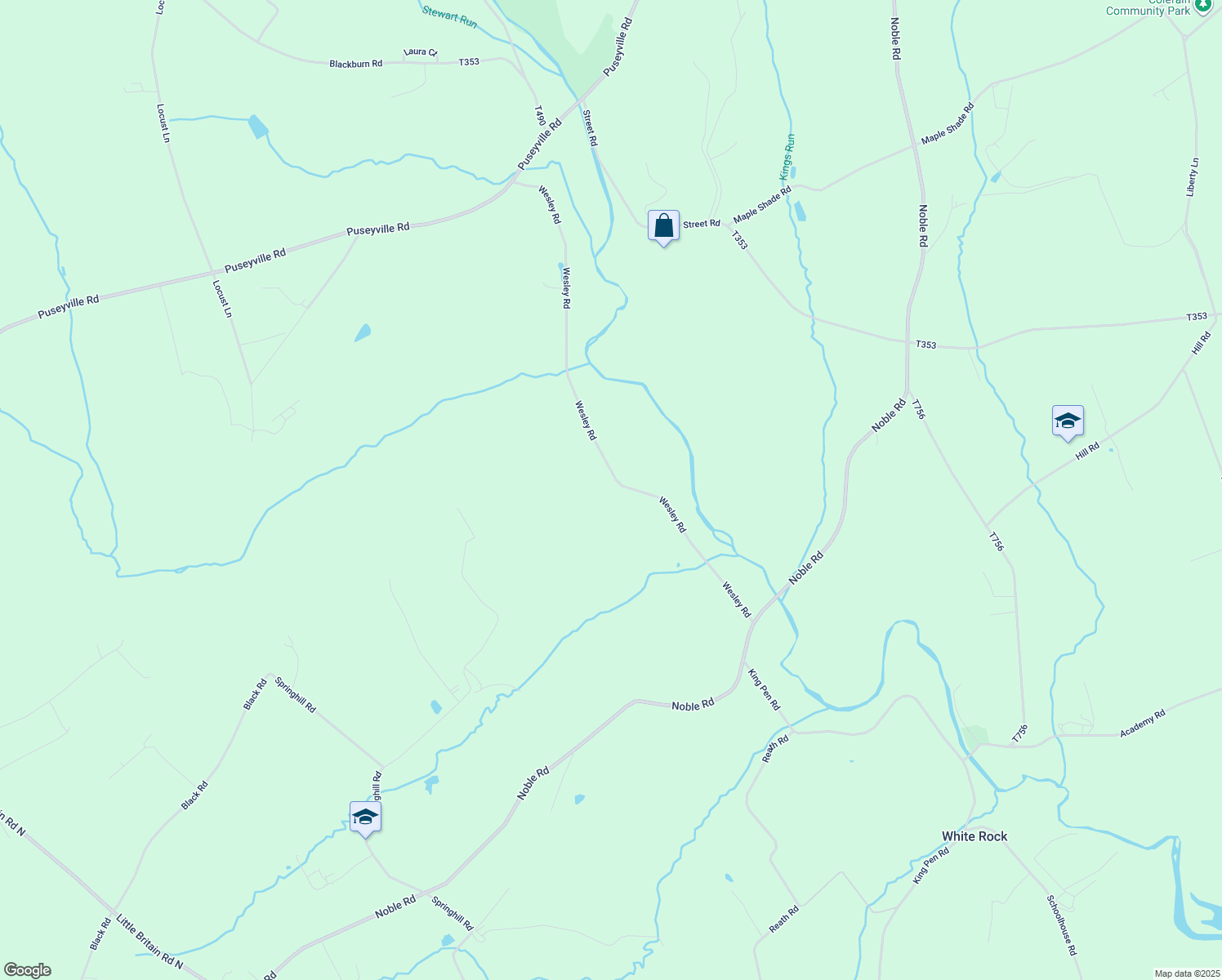 map of restaurants, bars, coffee shops, grocery stores, and more near 790 Wesley Road in Kirkwood